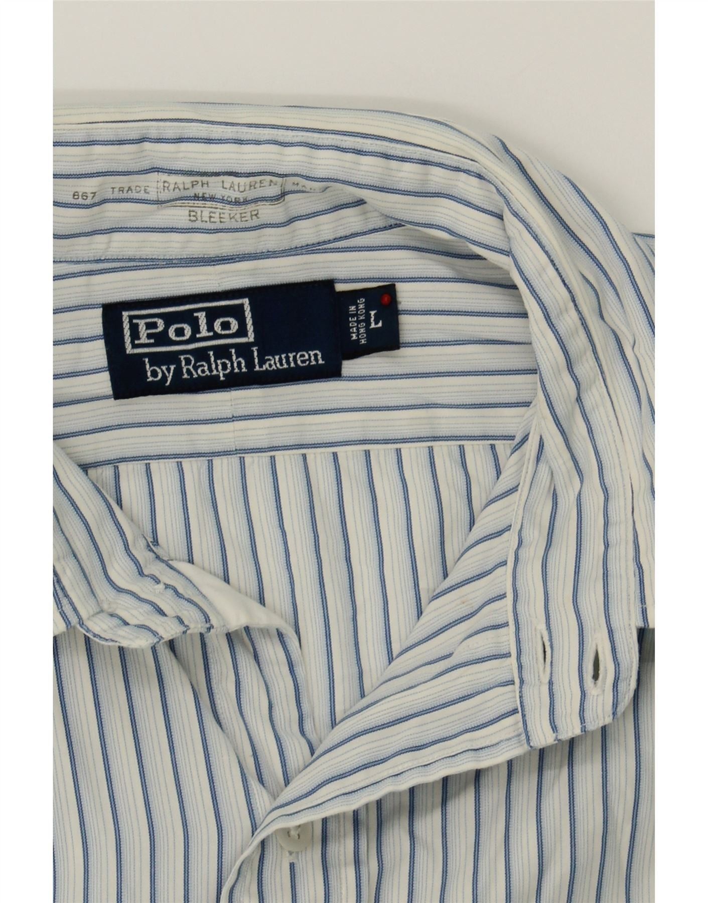 Polo Ralph Lauren Mens Bleecker Shirt Large Blue Striped Cotton Size US L / EU 52-54 / 3 - 3 Thumbnail