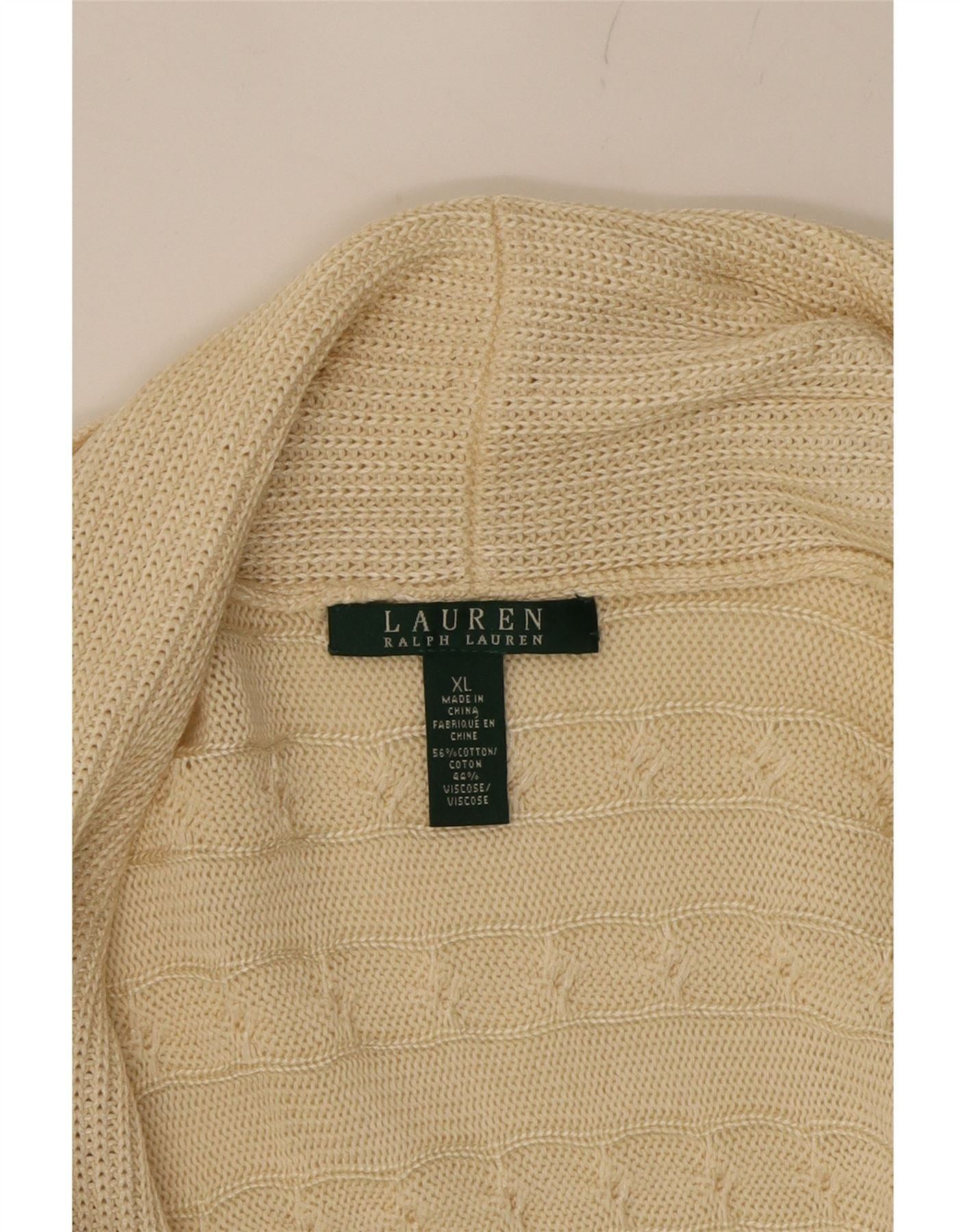 Ralph Lauren Womens Open Cardigan Sweater UK 18 XL Yellow Cotton Size XL / US 12-14 / IT 48-50 - 5 Thumbnail