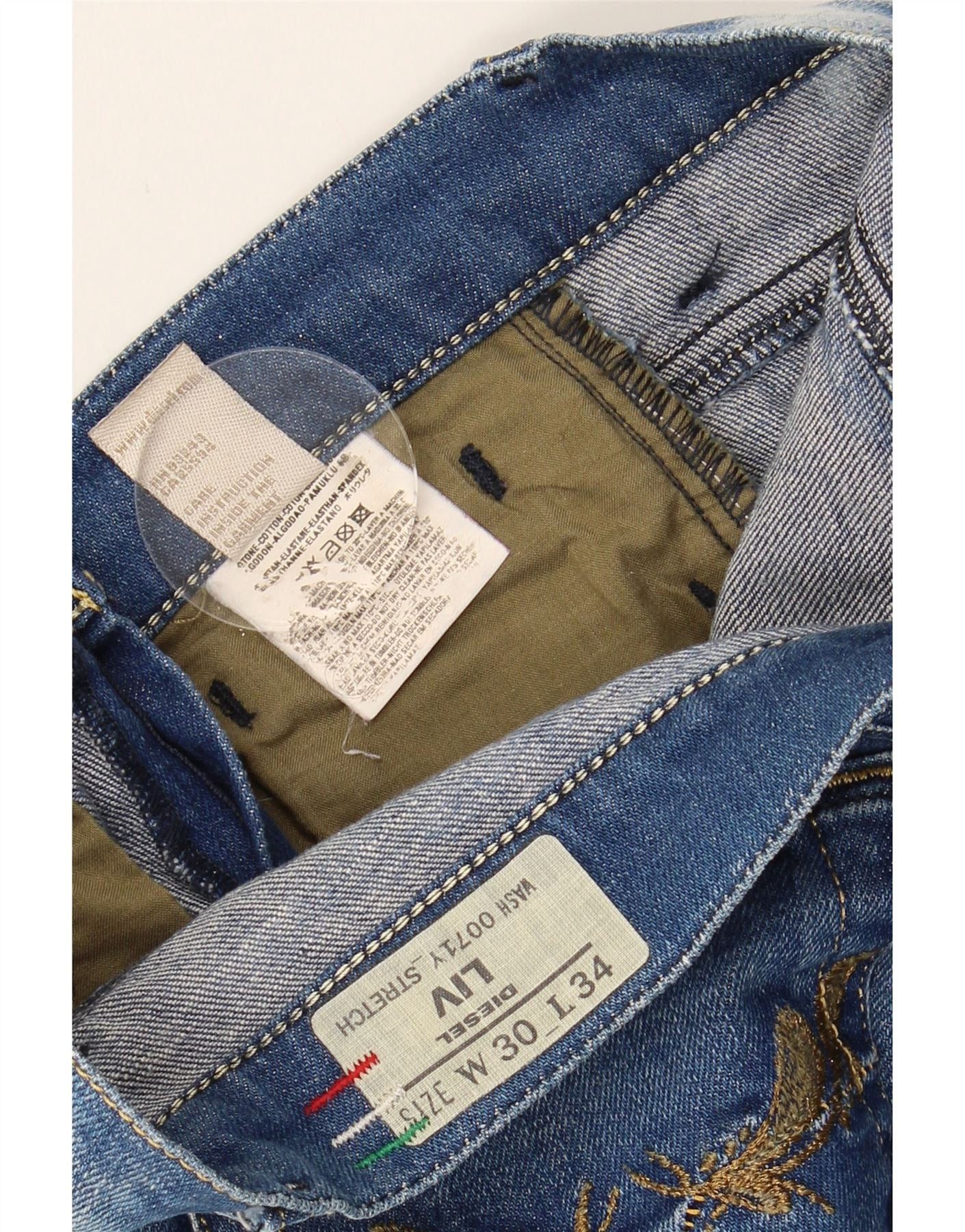 Diesel Womens Liv Straight Jeans W30 L34 Blue Cotton Size 42" / US 20 - 3 Thumbnail