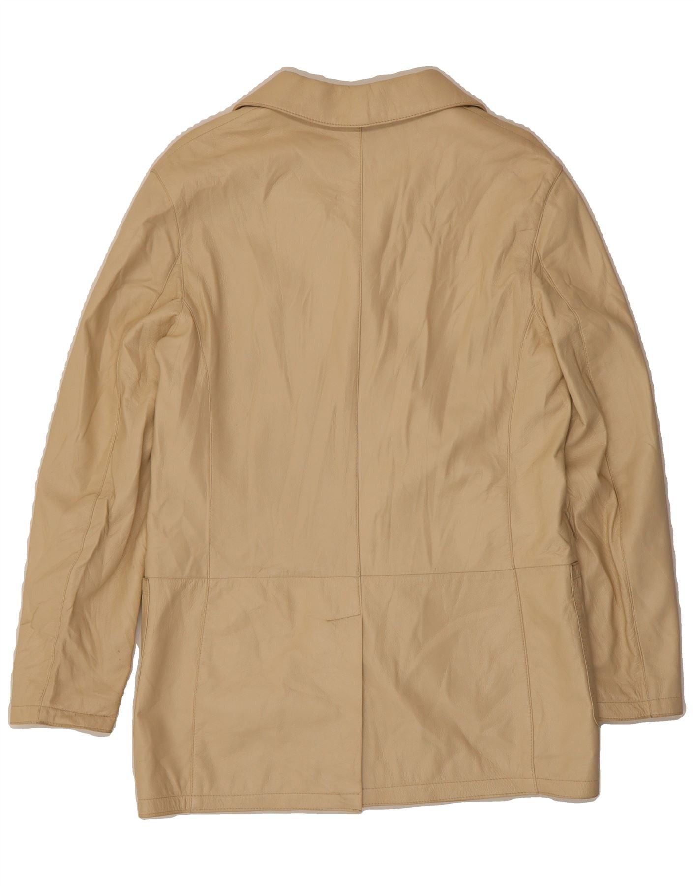 Prada Womens Leather Jacket IT 46 Large Beige Leather Size XL / US 12-14 / IT 48-50 - 2 Thumbnail