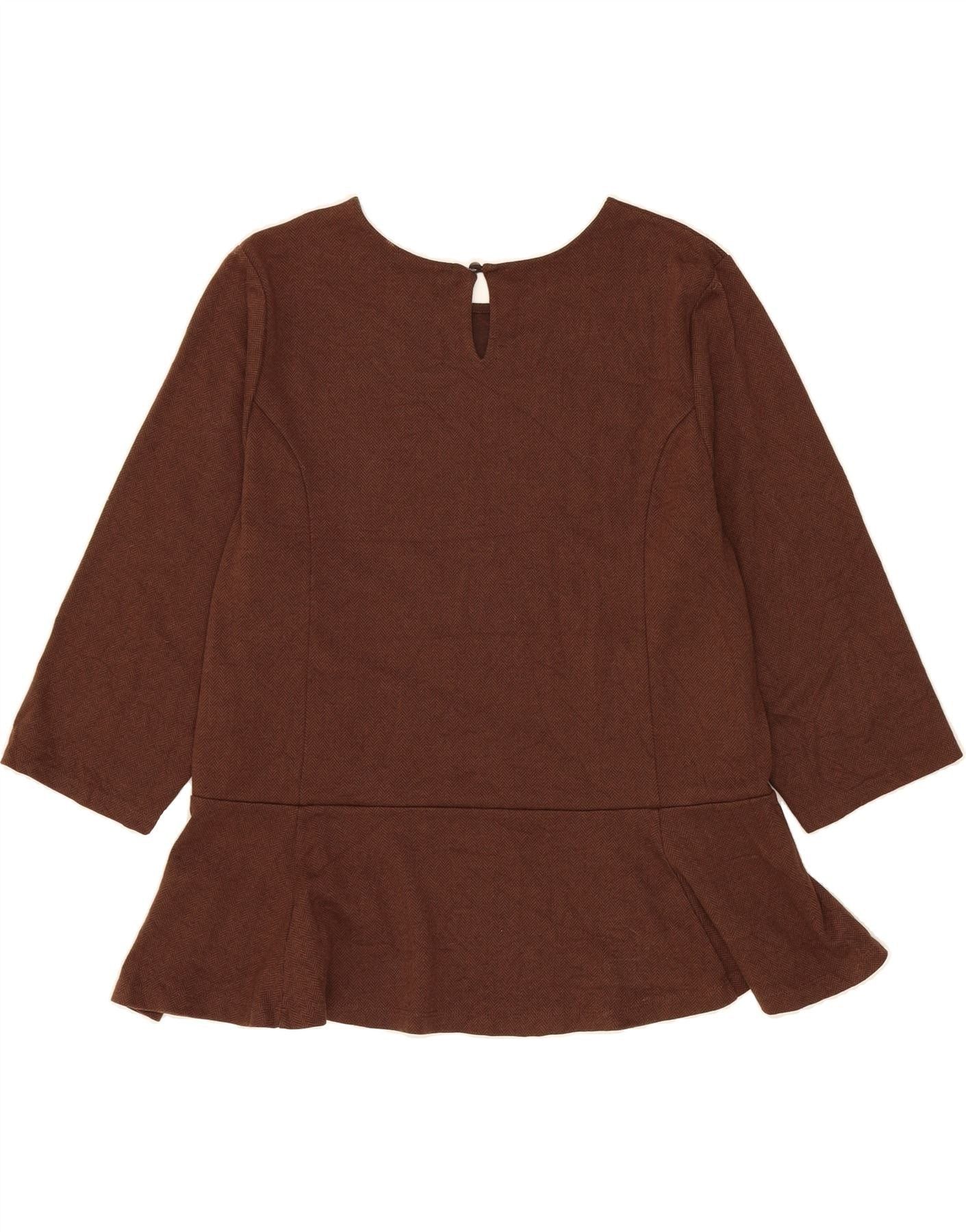 Ralph Lauren Womens 3/4 Sleeve Blouse Top UK 22 3XL Brown Herringbone Size 3XL / US 20-22 - 2 Thumbnail