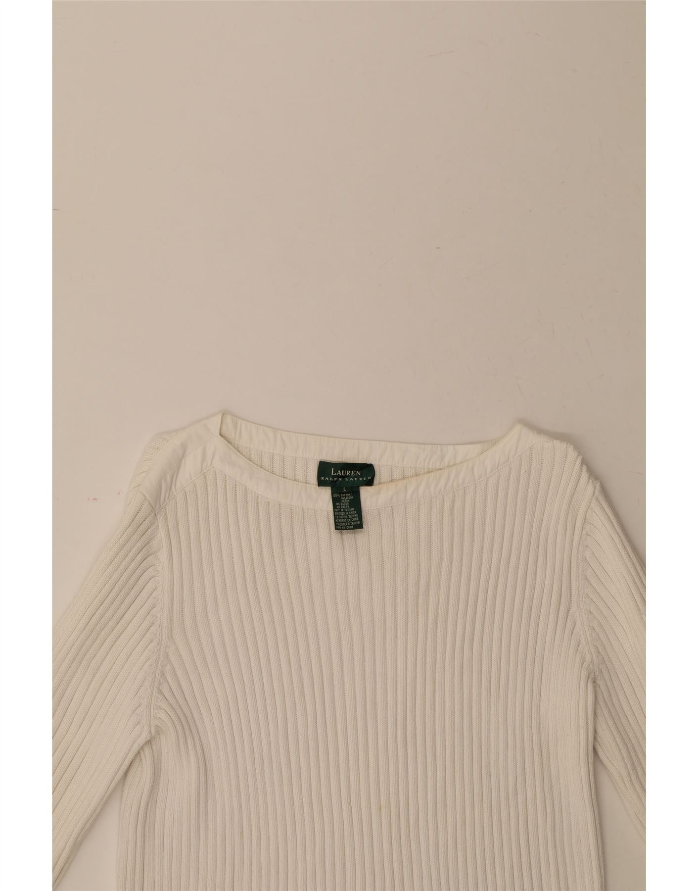 Ralph Lauren Womens Boat Neck Jumper Sweater UK 14 Large White Cotton Size L / US 10 / IT 46 - 4 Thumbnail