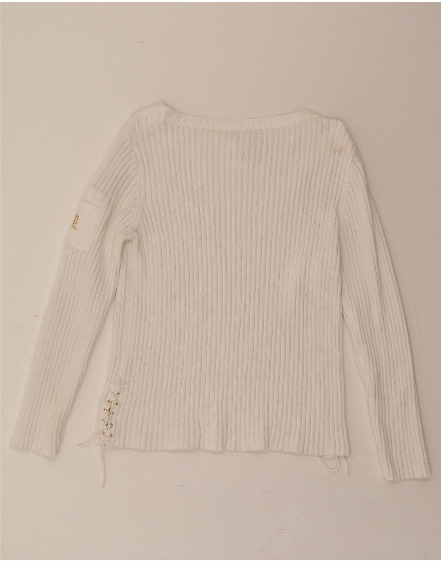 Ralph Lauren Womens Boat Neck Jumper Sweater UK 14 Large White Cotton Size L / US 10 / IT 46 - 2 Thumbnail