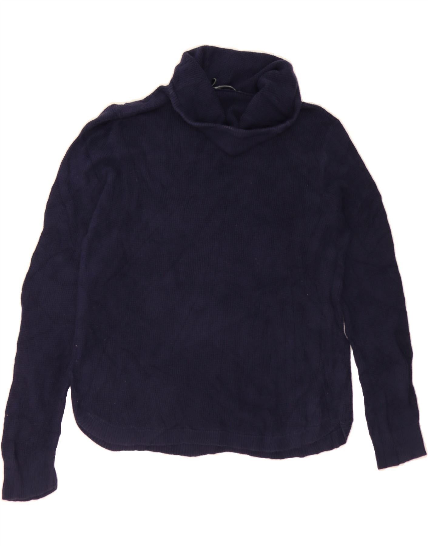 Ralph Lauren Womens Roll Neck Jumper Sweater UK 16 Large Navy Blue Cotton Size L / US 10 / IT 46 - 2 Thumbnail
