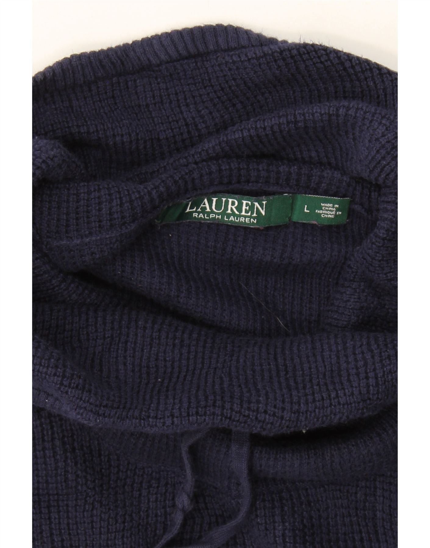 Ralph Lauren Womens Roll Neck Jumper Sweater UK 16 Large Navy Blue Cotton Size L / US 10 / IT 46 - 3 Thumbnail