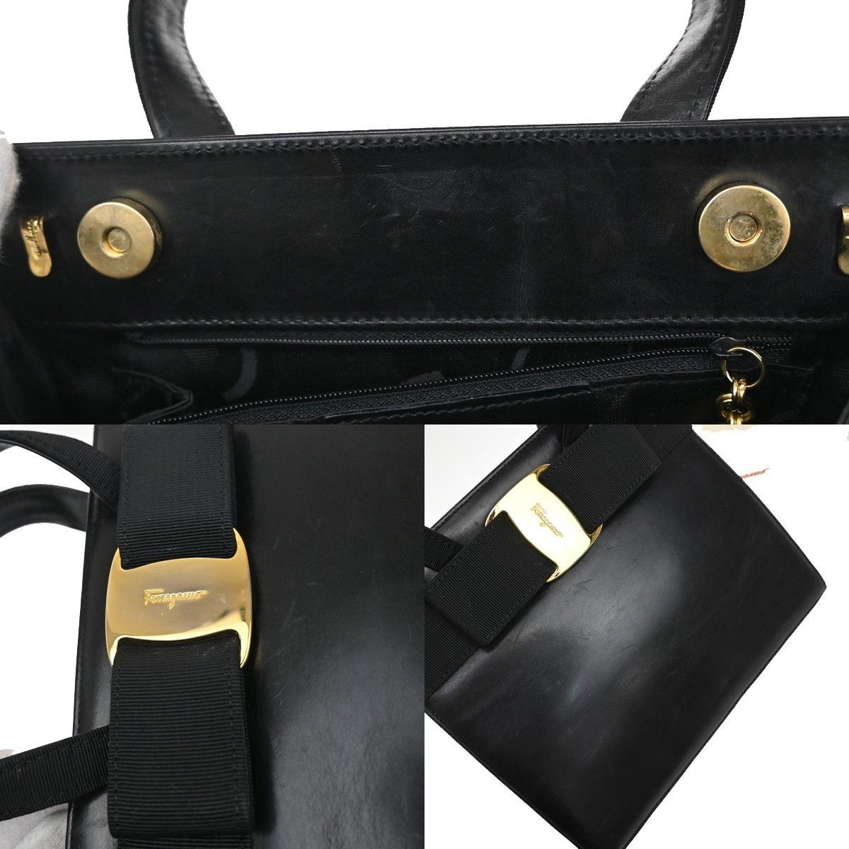 Salvatore Ferragamo Salvatore Ferragamo Convertible Vara Bow Tote Leather Size ONE SIZE - 15 Thumbnail