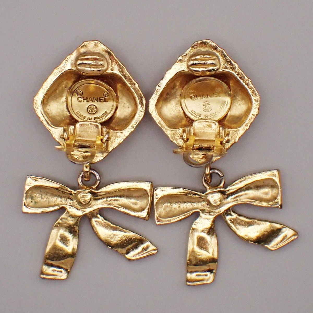 Chanel Chanel Vintage Clip On Bow Earrings Metal Size ONE SIZE - 3 Thumbnail