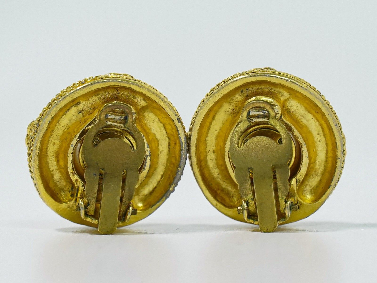 Chanel Chanel CC Hoop Clip-On Earrings Crystal Embellished Metal Size ONE SIZE - 2 Thumbnail
