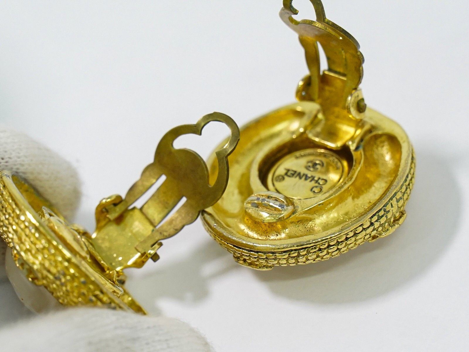 Chanel Chanel CC Hoop Clip-On Earrings Crystal Embellished Metal Size ONE SIZE - 4 Thumbnail