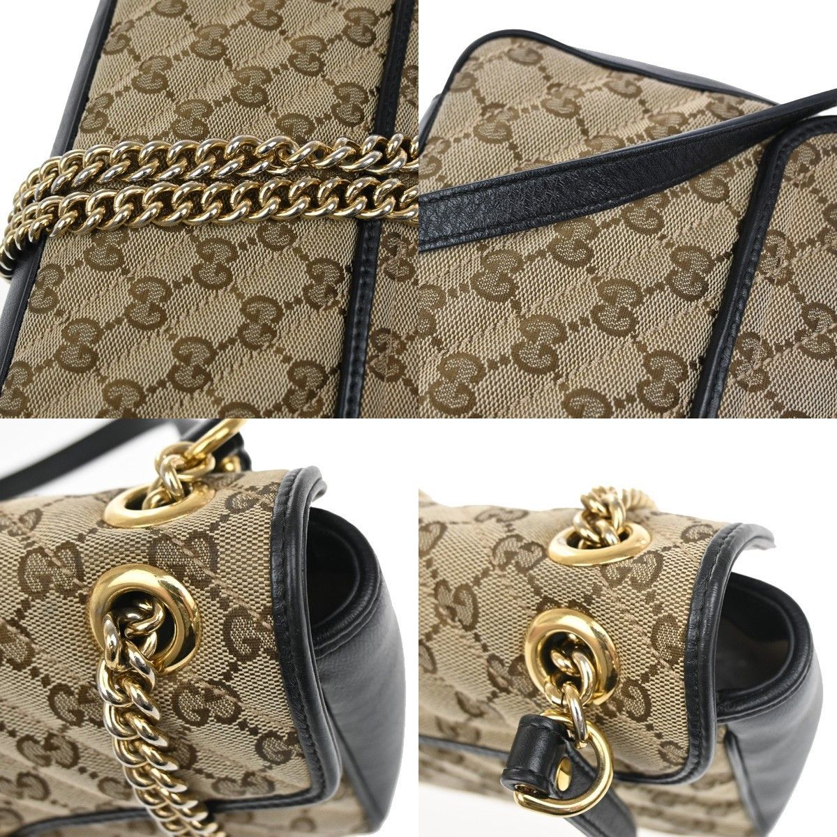 Gucci Gucci GG Marmont Flap Bag Diagonal Quilted GG Canvas with Leather Size ONE SIZE - 11 Thumbnail