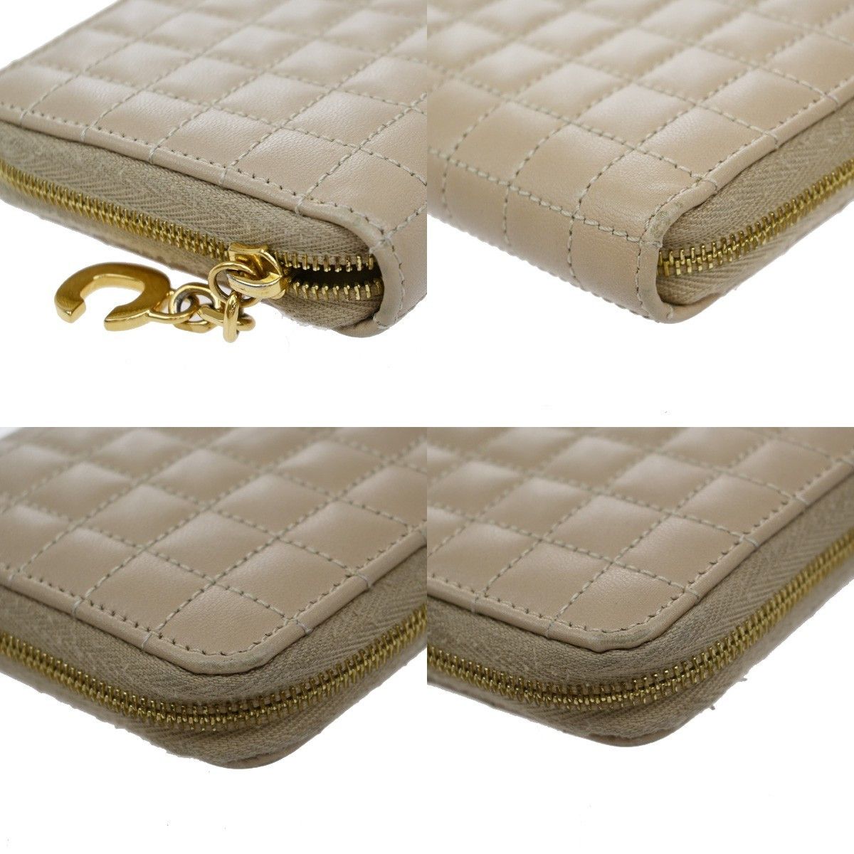 Celine Celine C Charm Zip Around Wallet Quilted Leather Size ONE SIZE - 10 Thumbnail