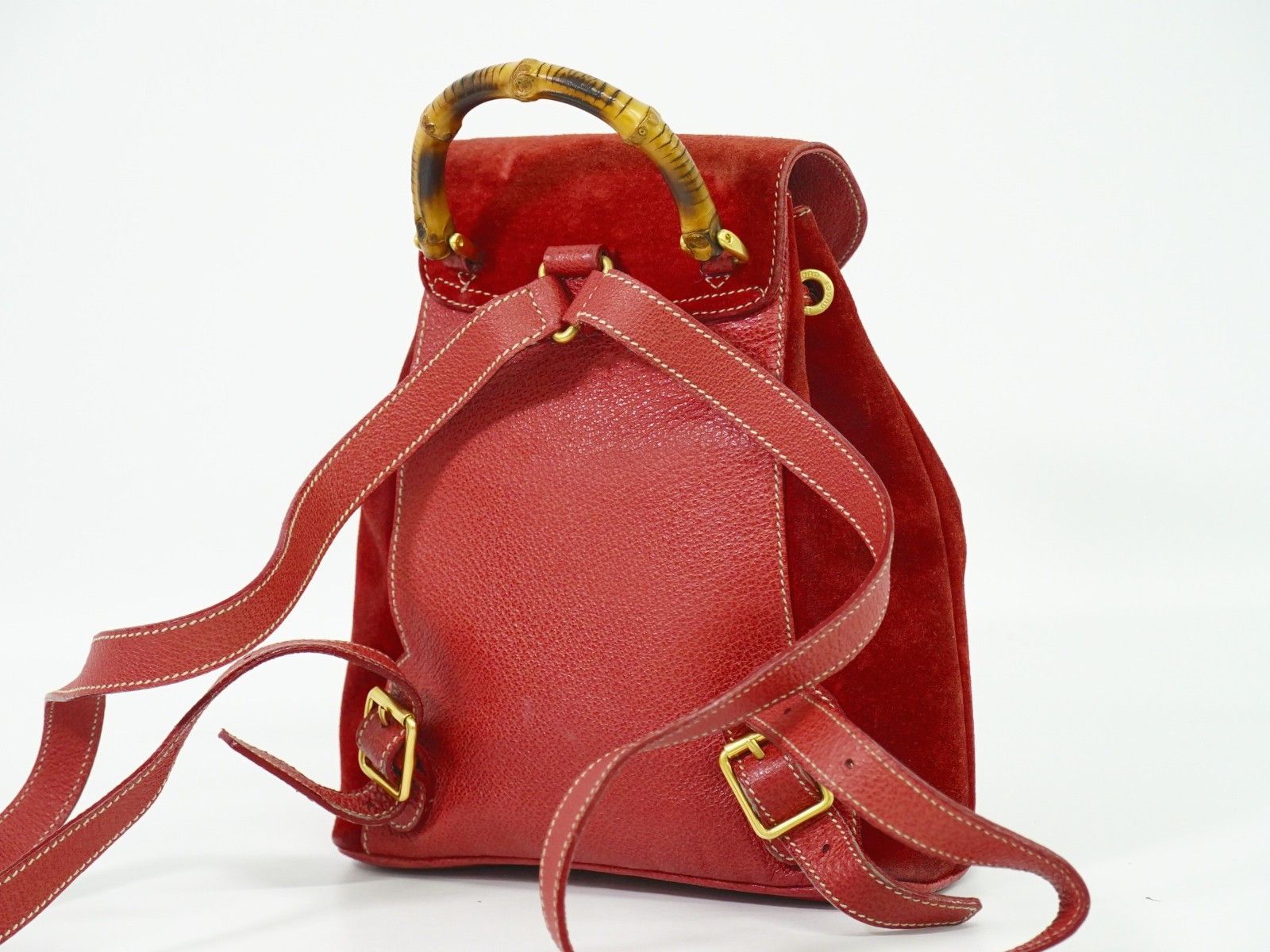 Gucci Gucci Vintage Bamboo Backpack Suede Size ONE SIZE - 2 Thumbnail