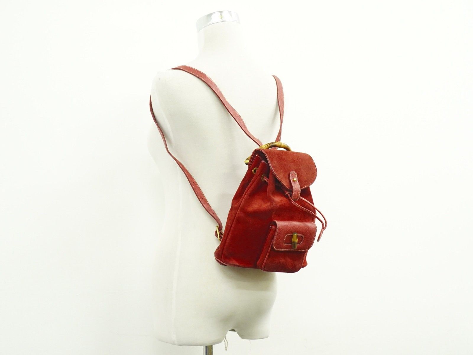 Gucci Gucci Vintage Bamboo Backpack Suede Size ONE SIZE - 11 Thumbnail