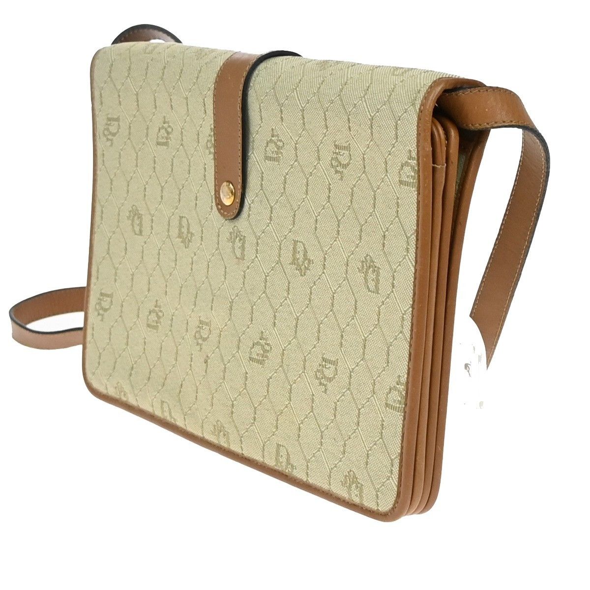 Dior Christian Dior Vintage Honeycomb Handbag Canvas Leather Size ONE SIZE - 4 Thumbnail