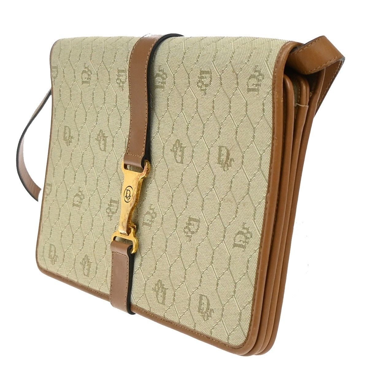 Dior Christian Dior Vintage Honeycomb Handbag Canvas Leather Size ONE SIZE - 3 Thumbnail