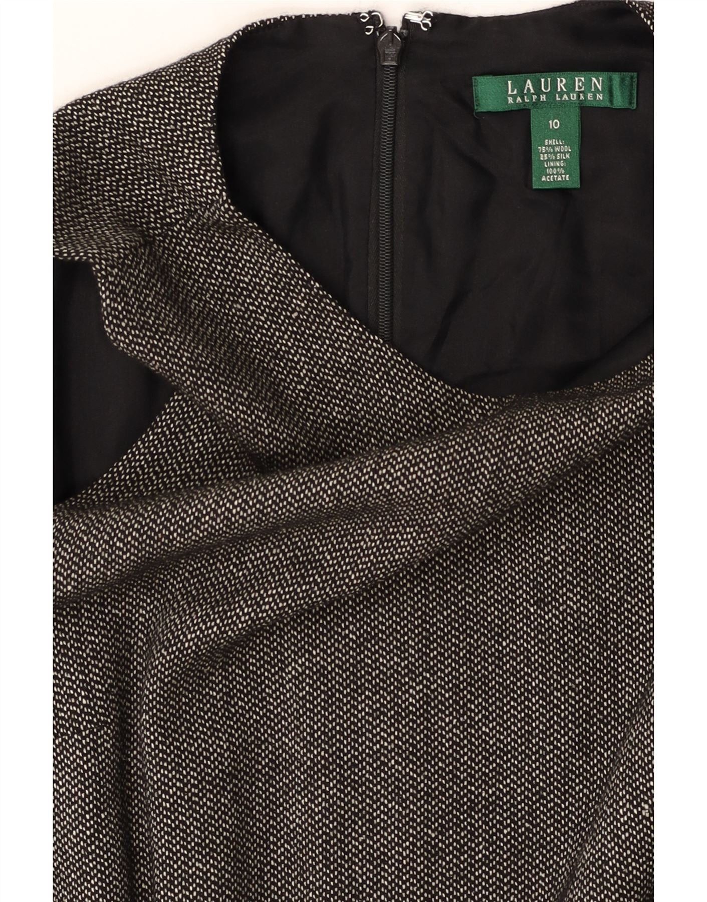 Ralph Lauren Womens Sleeveless Sheath Dress US 10 Large Grey Spotted Wool Size M / US 6-8 / IT 42-44 - 3 Thumbnail