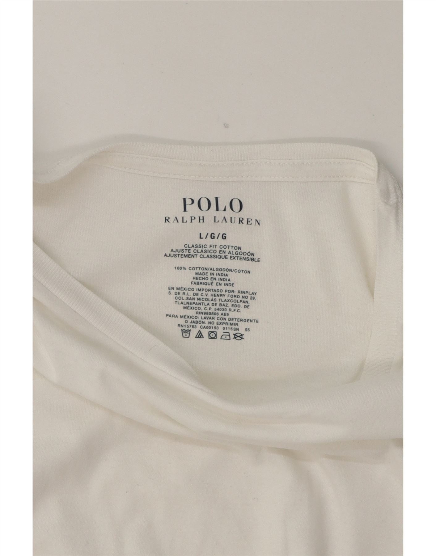 Polo Ralph Lauren Mens Classic Fit T-Shirt Top Large White Cotton Size US XXL / EU 58 / 5 - 5 Thumbnail