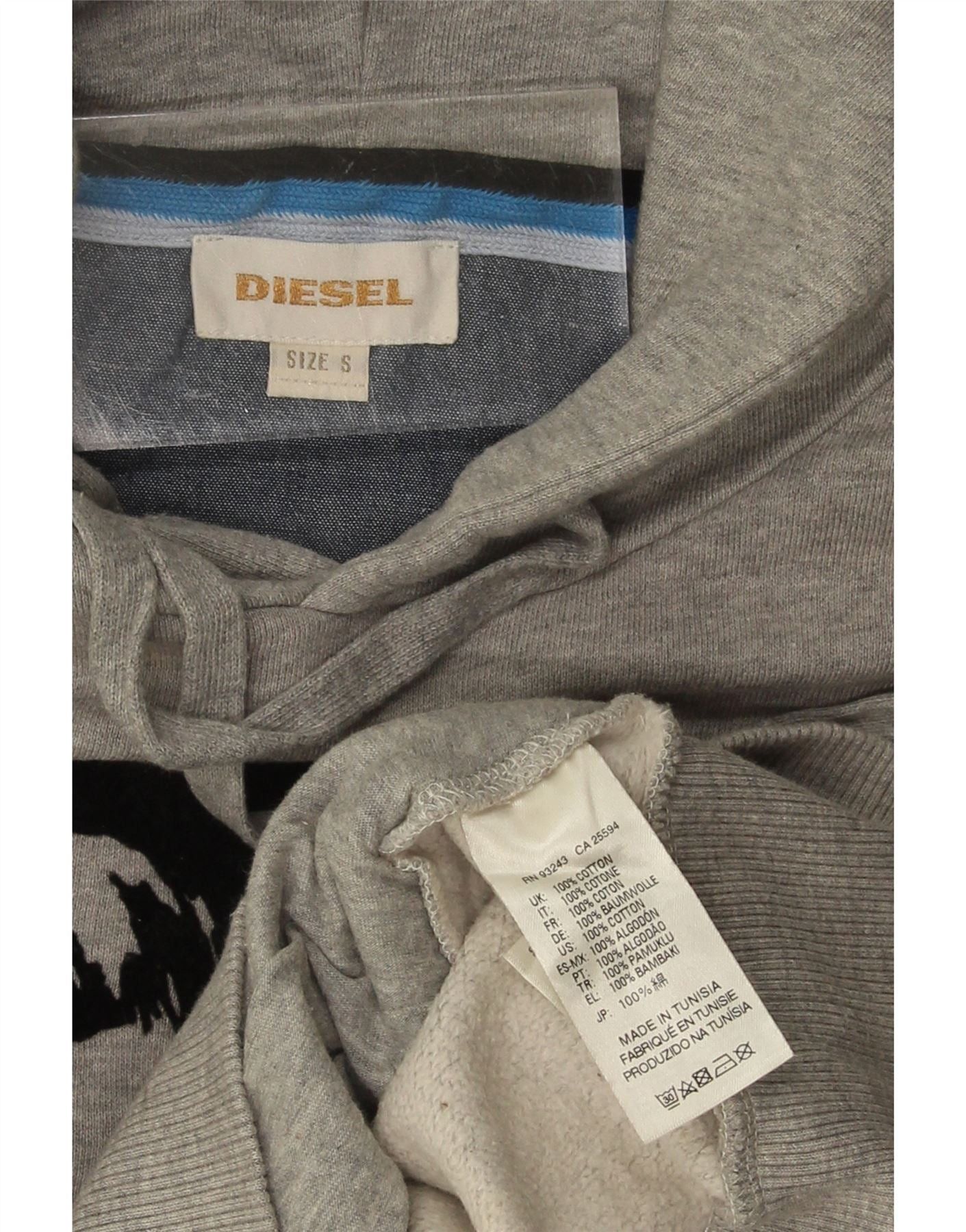 Diesel Mens Graphic Hoodie Jumper Small Grey Cotton Size US L / EU 52-54 / 3 - 2 Thumbnail