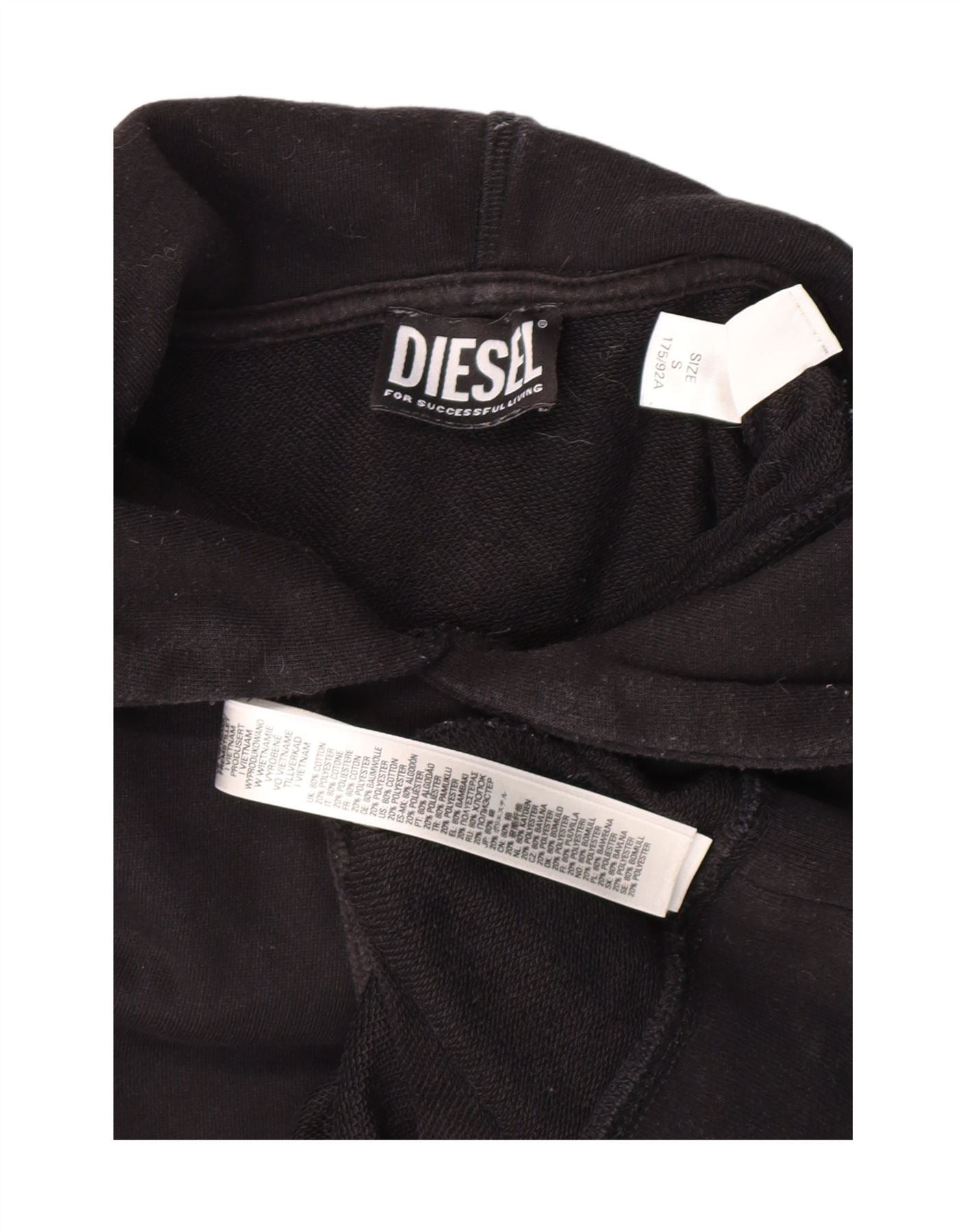 Diesel Mens Graphic Hoodie Jumper Small Black Cotton Size US S / EU 44-46 / 1 - 3 Thumbnail