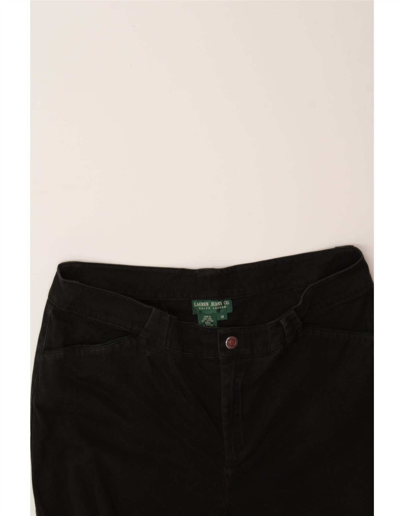 Ralph Lauren Womens Straight Casual Trousers US 14 XL W36 L31 Black Cotto Size 32" / US 10 / IT 46 - 3 Thumbnail