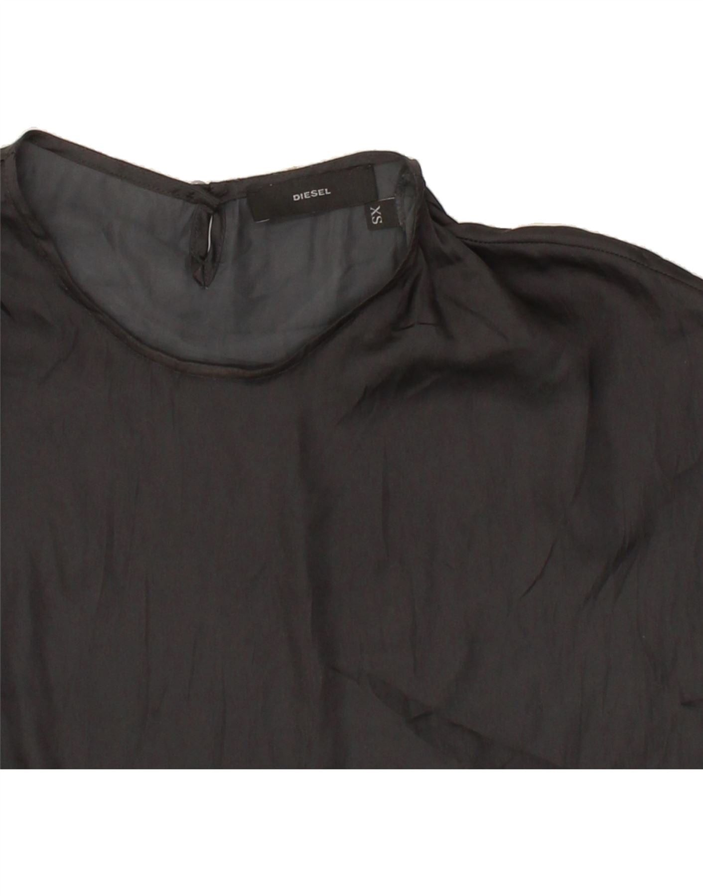Diesel Womens Longline Overd Blouse Top UK 6 XS Black Polyester Size XS / US 0-2 / IT 36-38 - 3 Thumbnail