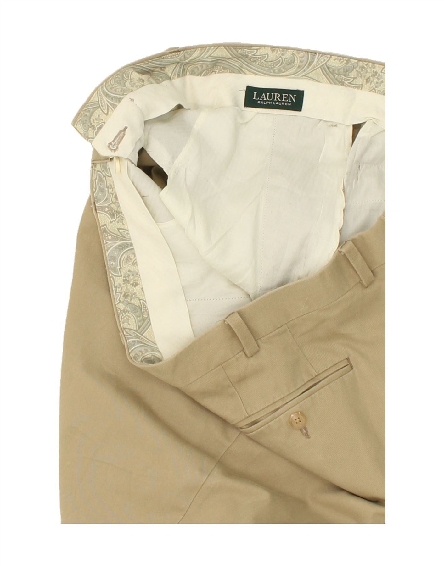 Ralph Lauren Womens Slim Chino Trousers W36 L27 Beige Cotton Size 26" / US 2 / IT 38 - 3 Thumbnail