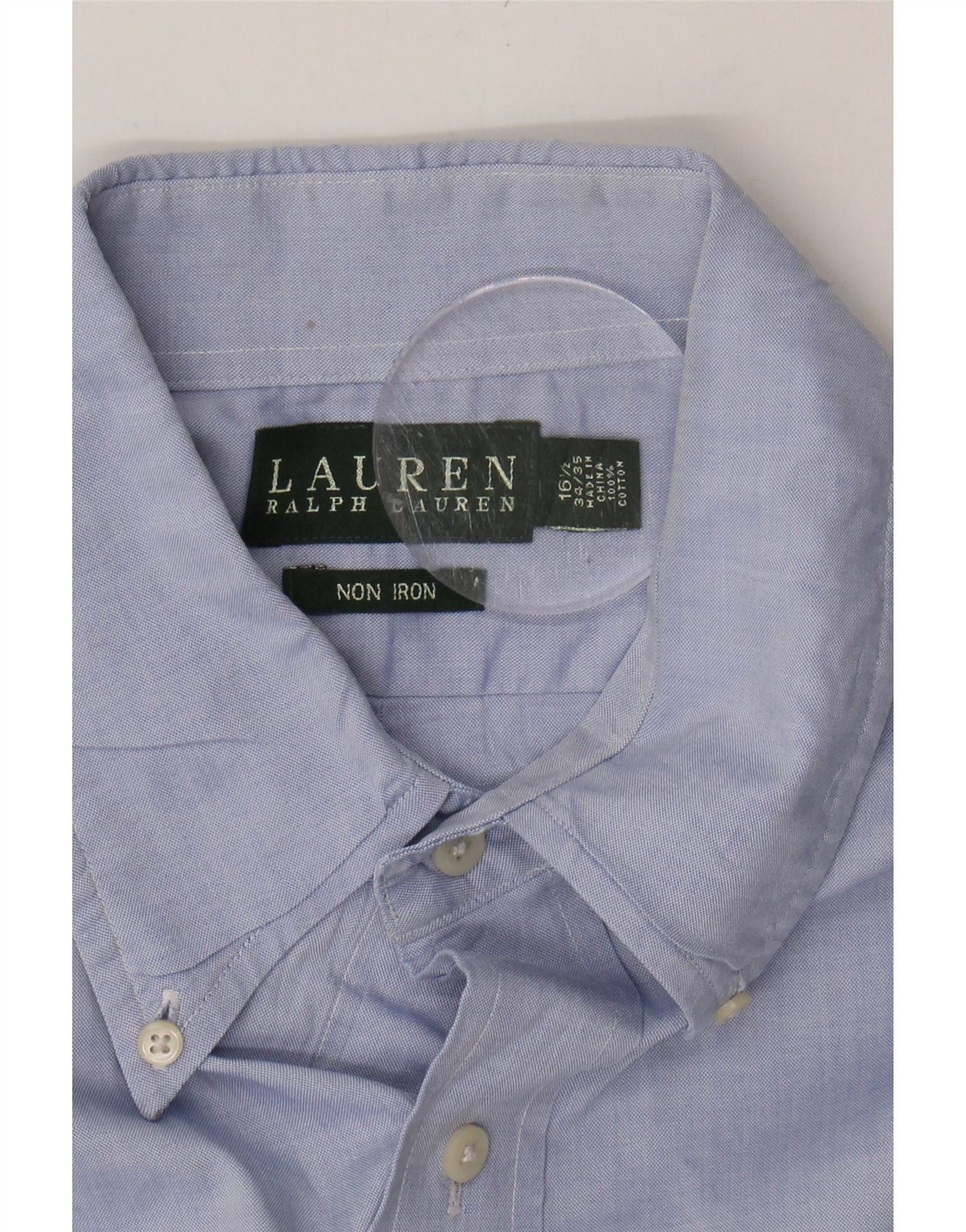 Ralph Lauren Mens Shirt 16 1/2 Large Blue Cotton Size US L / EU 52-54 / 3 - 3 Thumbnail