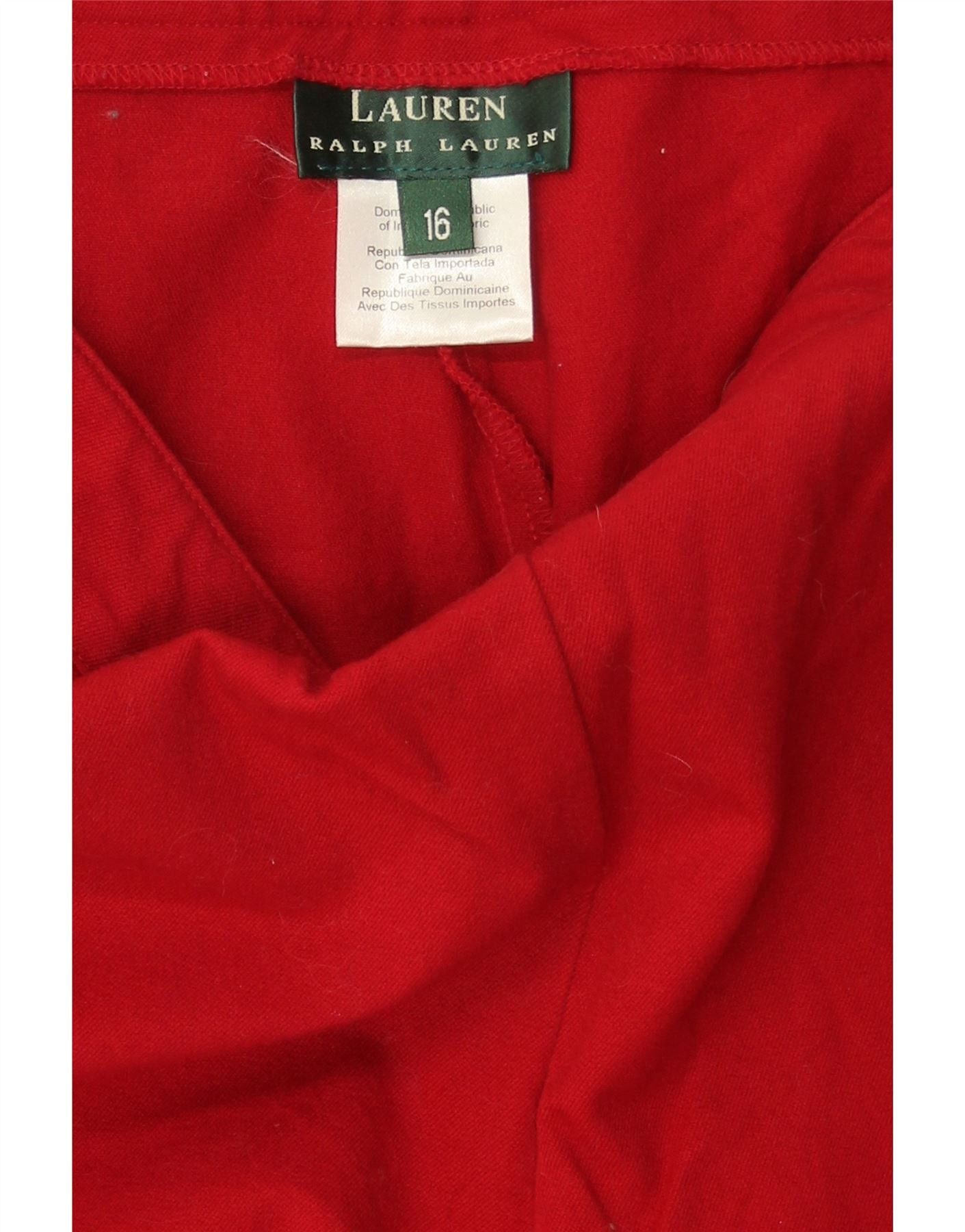 Ralph Lauren Womens Straight Chino Trousers US 16 2XL W38 L26 Red Cotton Size 34" / US 12 / IT 48 - 3 Thumbnail
