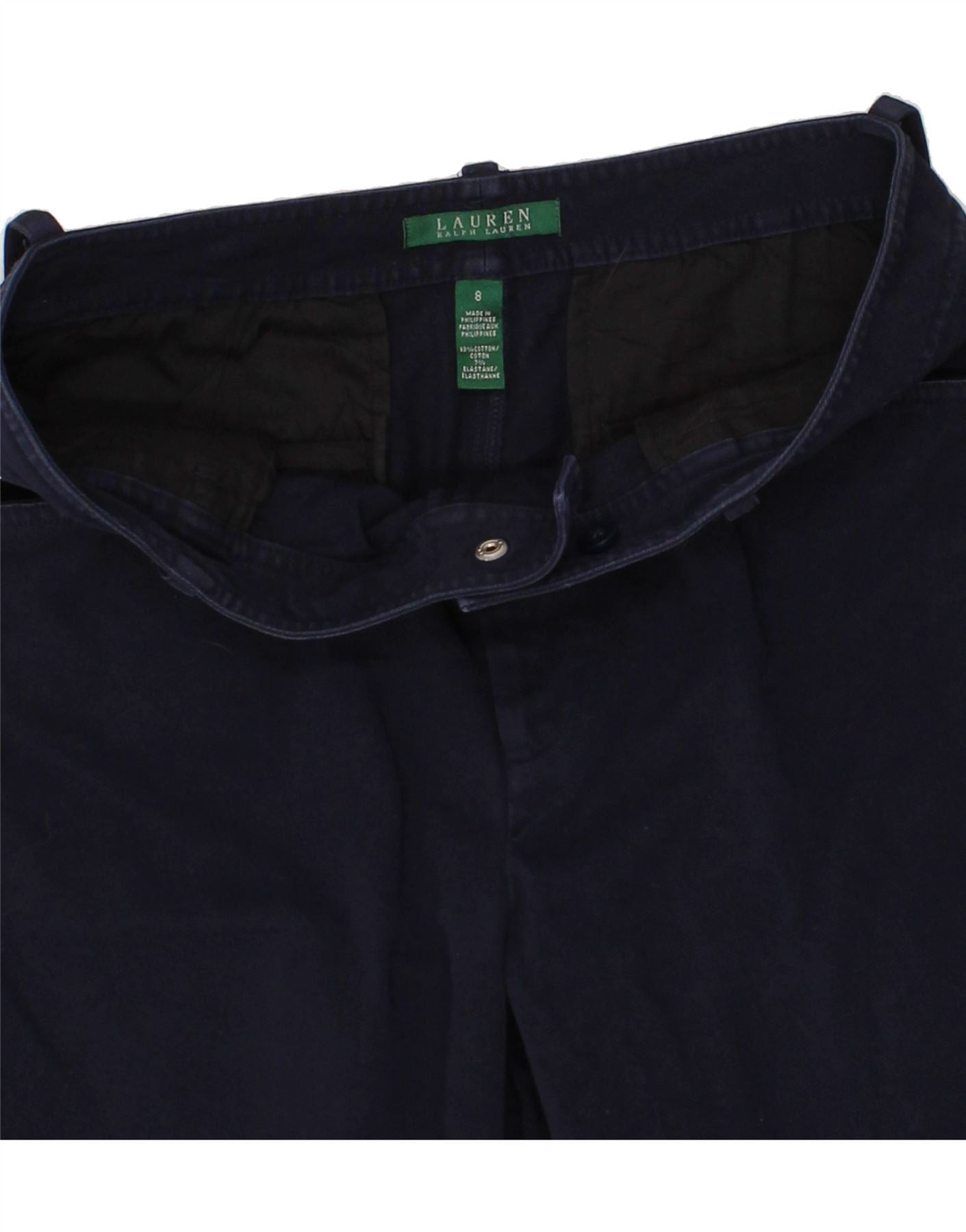 Ralph Lauren Womens Capri Trousers US 8 Medium W30 L22 Navy Blue Cotton Size 27" / US 4 / IT 40 - 3 Thumbnail