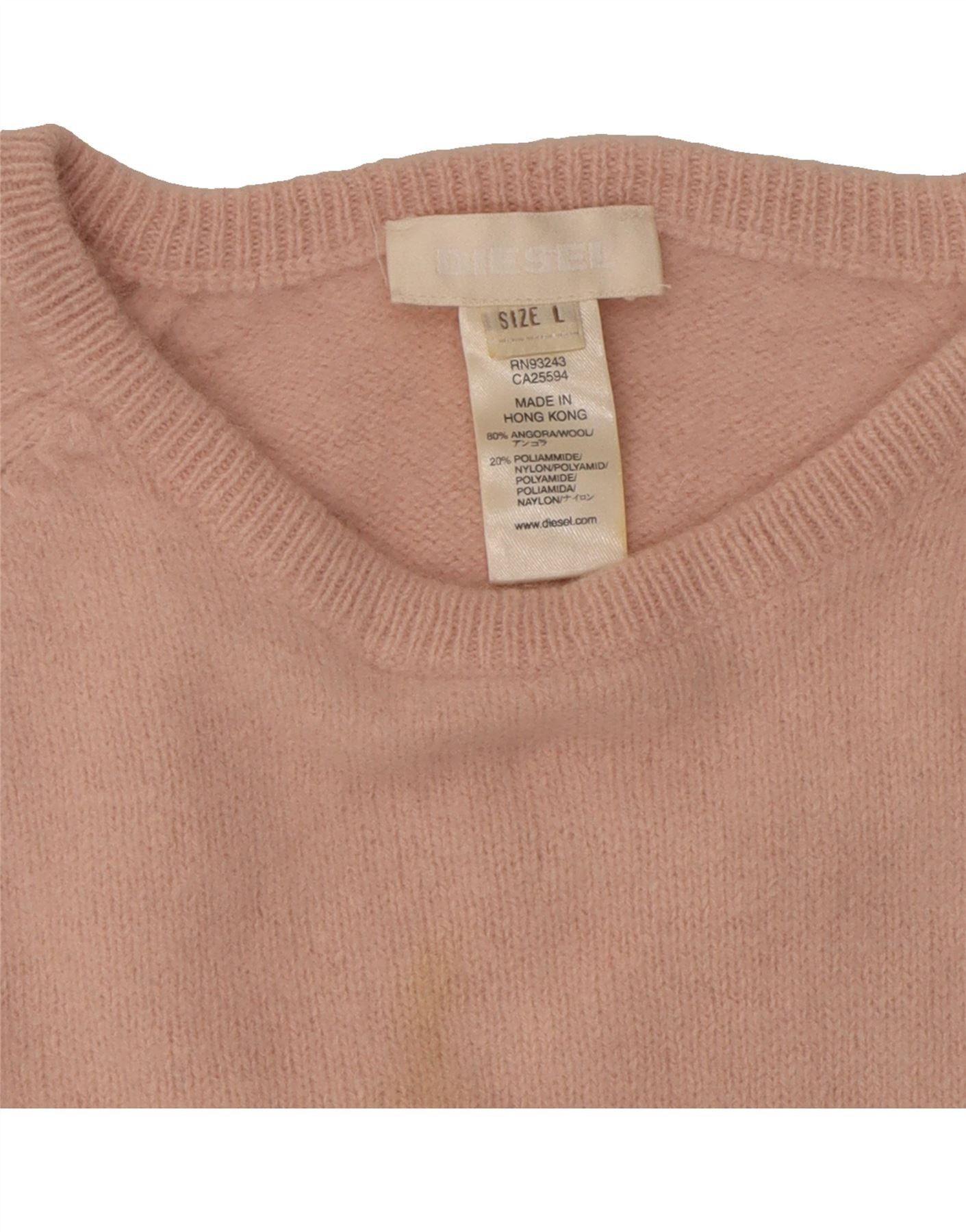 Diesel Womens Boat Neck Jumper Sweater UK 14 Large Pink Wool Size S / US 4 / IT 40 - 4 Thumbnail