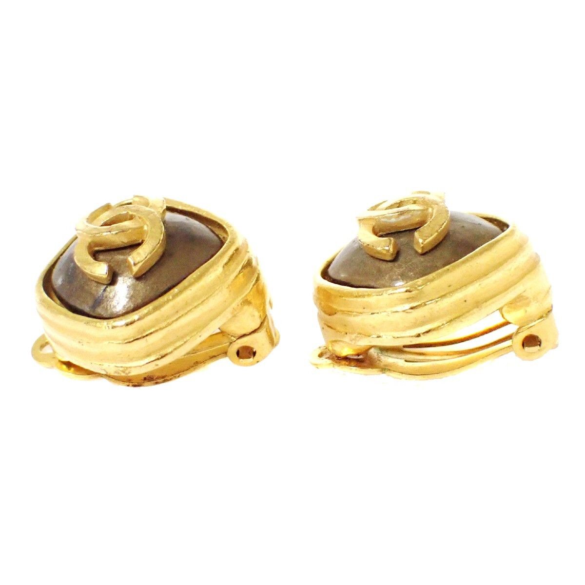 Chanel Chanel CC Clip On Earrings Metal with Resin Size ONE SIZE - 3 Thumbnail
