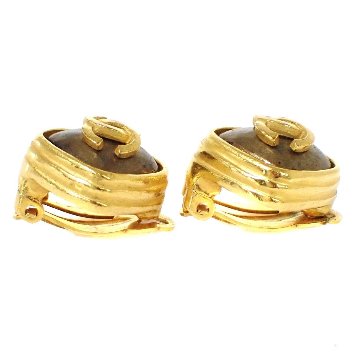 Chanel Chanel CC Clip On Earrings Metal with Resin Size ONE SIZE - 2 Thumbnail