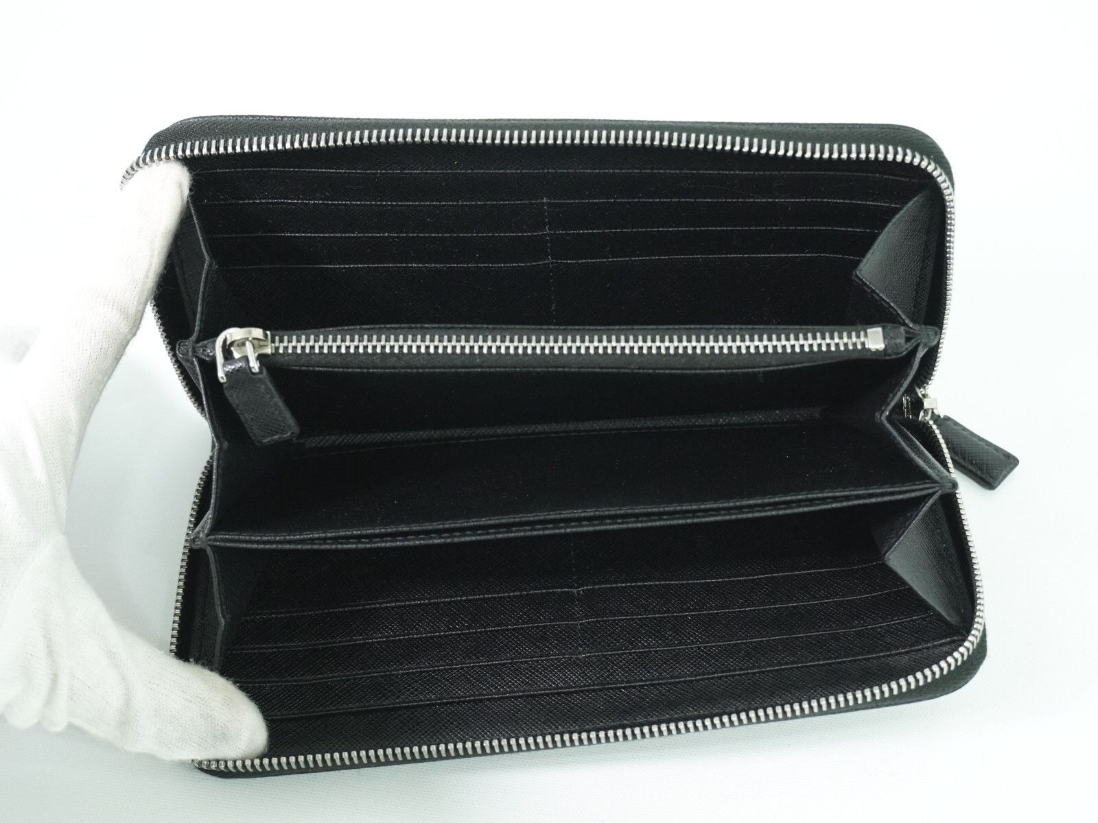 Prada Prada Zip Around Organizer Wallet Saffiano Leather with Applique Size ONE SIZE - 3 Thumbnail