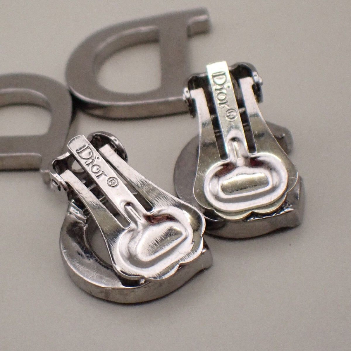 Dior Christian Dior CD Logo Rhinestone Drop Earrings Clip-On Rhinestone,Silver Plated Size ONE SIZE - 5 Thumbnail