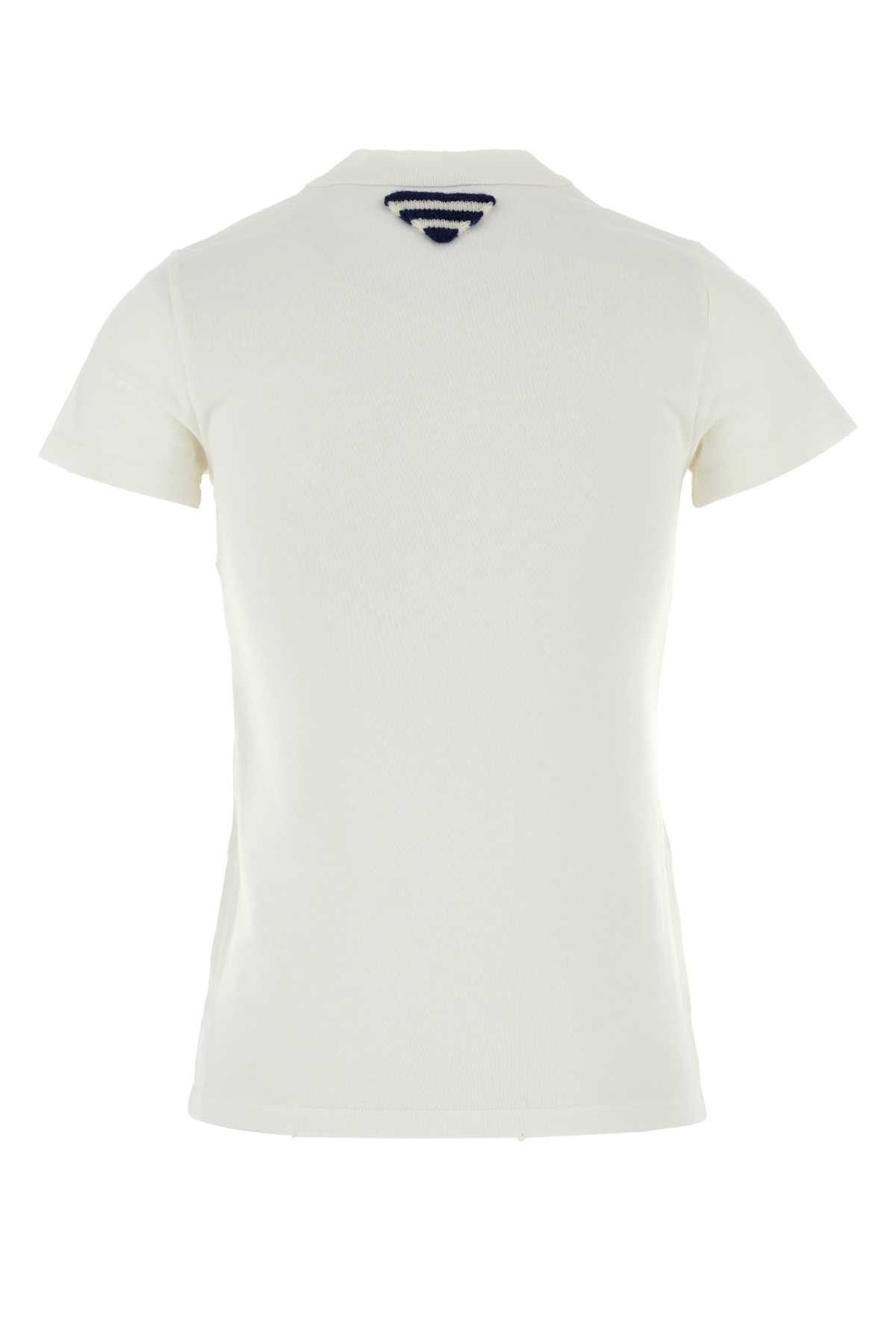 Prada White Cotton T-Shirt Size L / US 10 / IT 46 - 2 Thumbnail