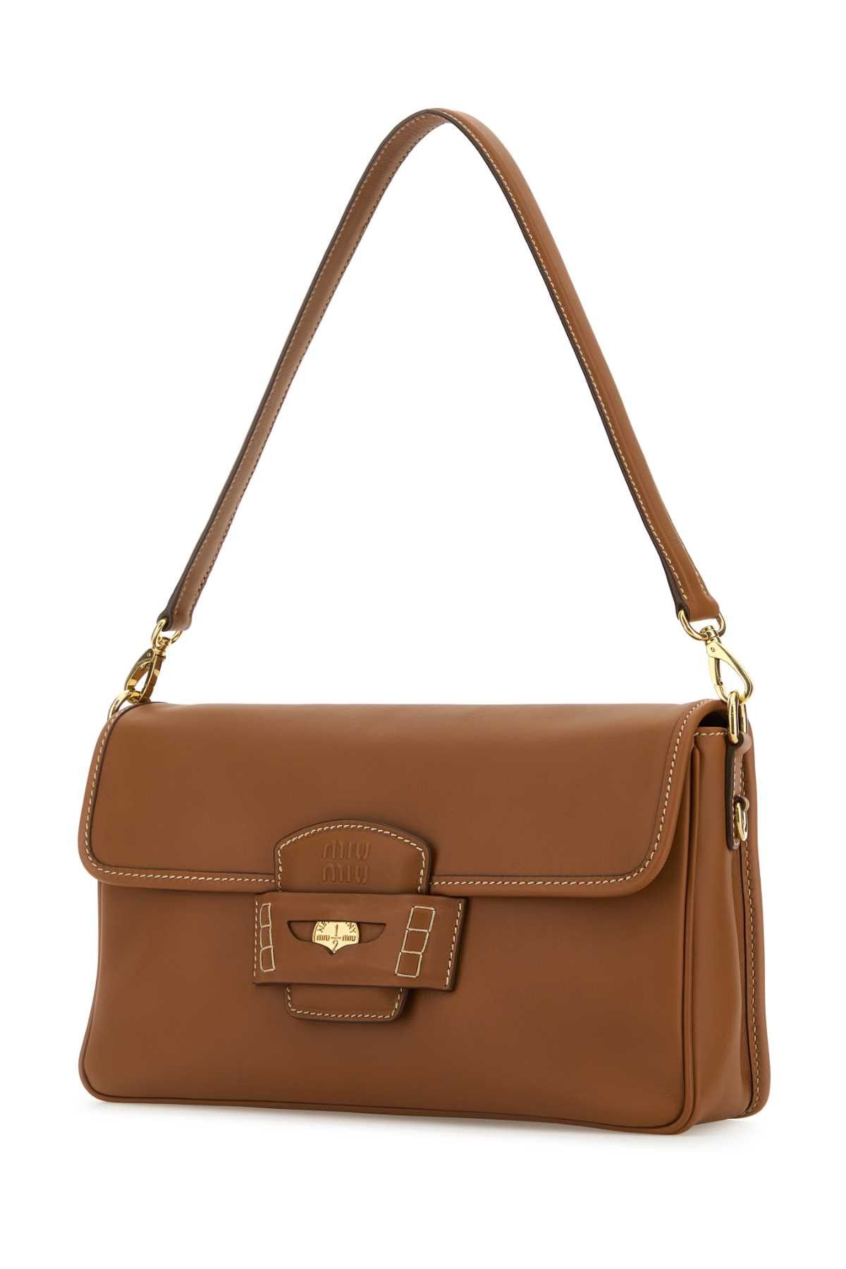 Miu Miu Caramel Leather Penny Shoulder Bag Size ONE SIZE - 2 Thumbnail