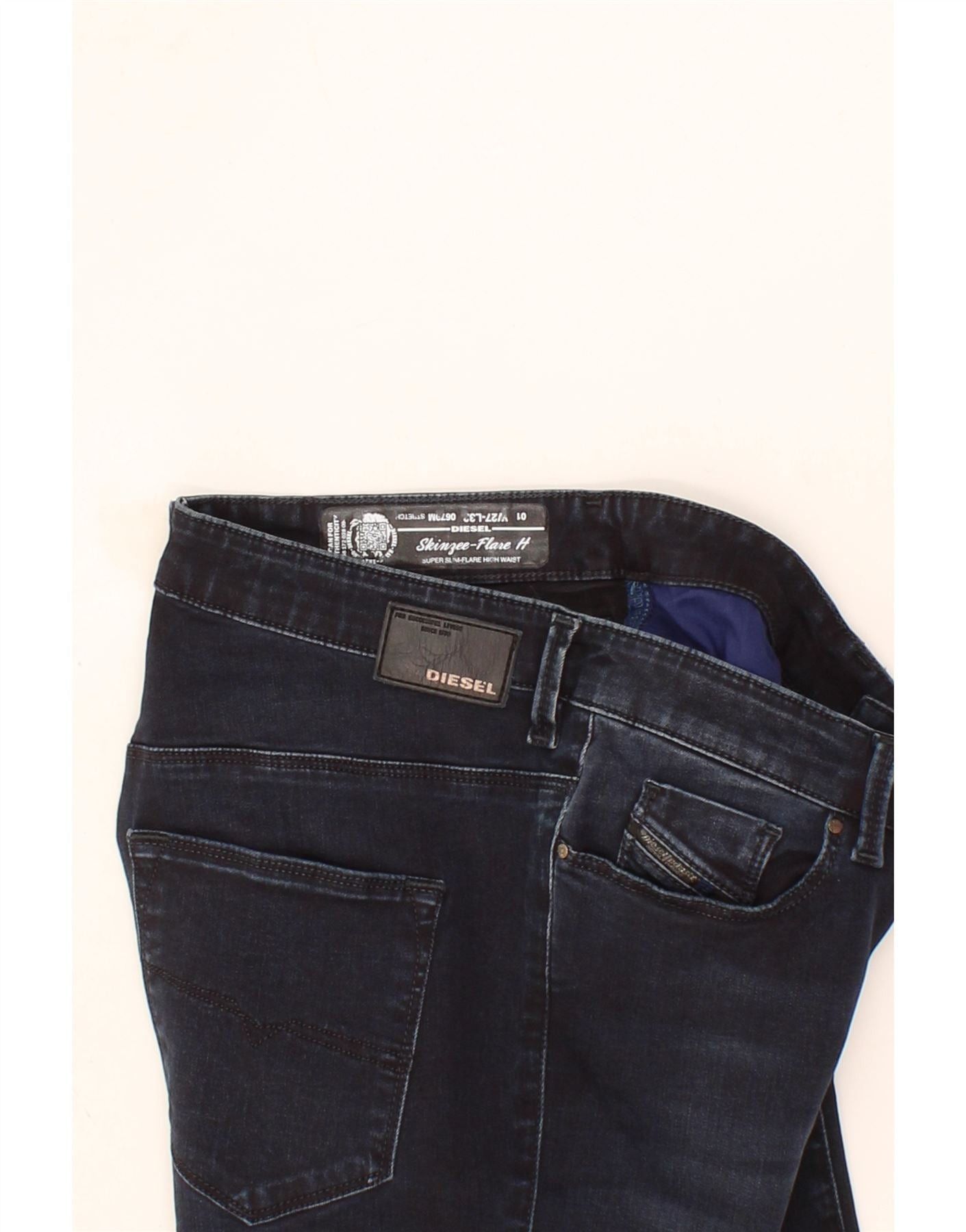 Diesel Womens Flare Bootcut Jeans W27 L29 Navy Blue Cotton Size 42" / US 20 - 3 Thumbnail