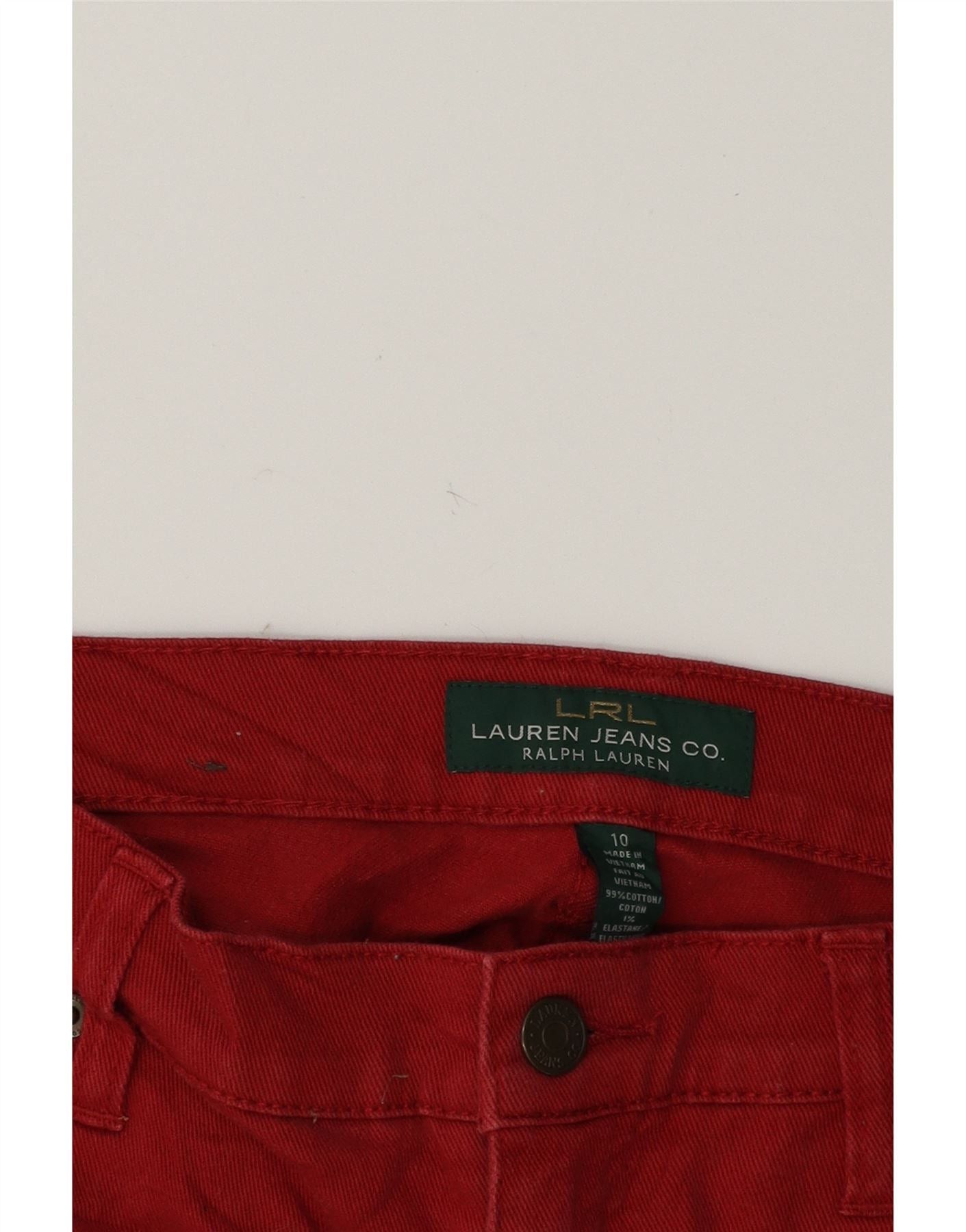 Ralph Lauren Womens Slim Casual Trousers US 10 Large W32 L28 Red Cotton Size 28" / US 6 / IT 42 - 3 Thumbnail