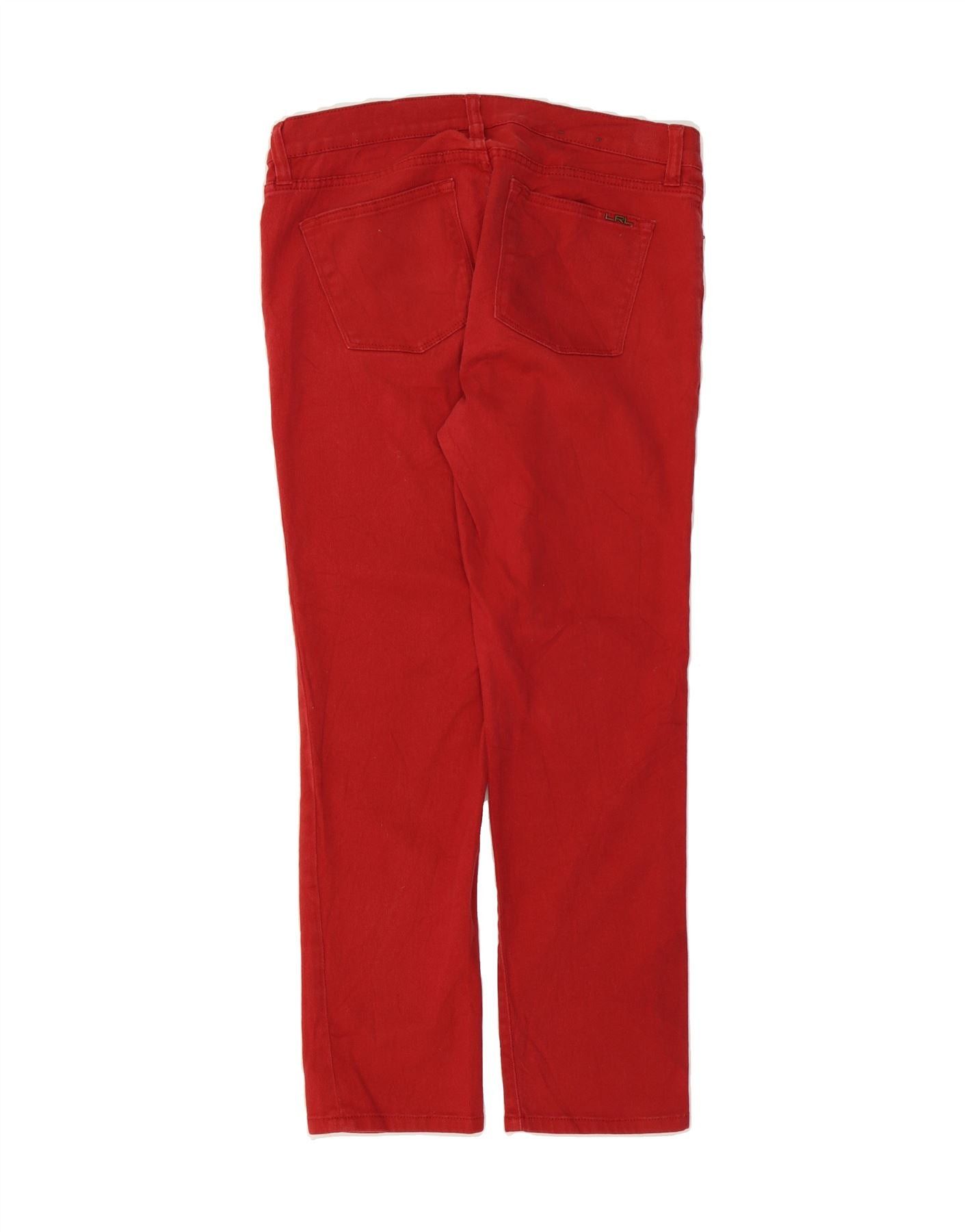Ralph Lauren Womens Slim Casual Trousers US 10 Large W32 L28 Red Cotton Size 28" / US 6 / IT 42 - 2 Thumbnail