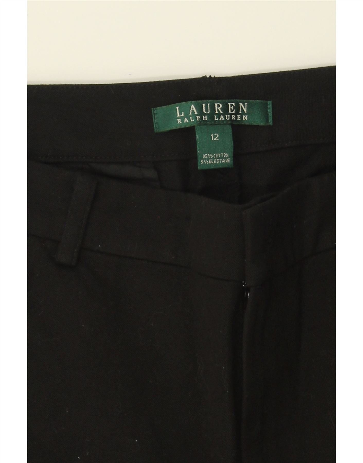 Ralph Lauren Womens Slim Casual Trousers US 12 Large W34 L30 Black Cotton Size 30" / US 8 / IT 44 - 3 Thumbnail