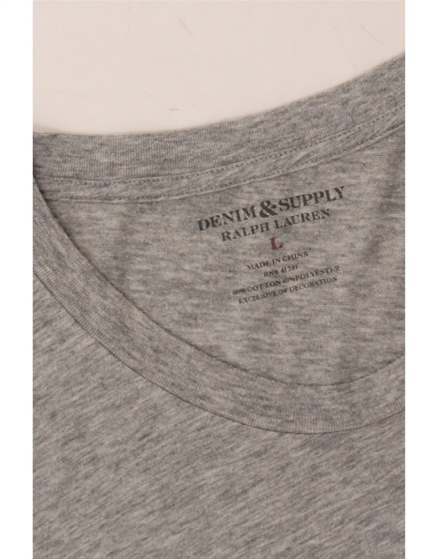 Ralph Lauren Womens Graphic T-Shirt Top UK 14 Large Grey Flecked Cotton Size L / US 10 / IT 46 - 4 Thumbnail