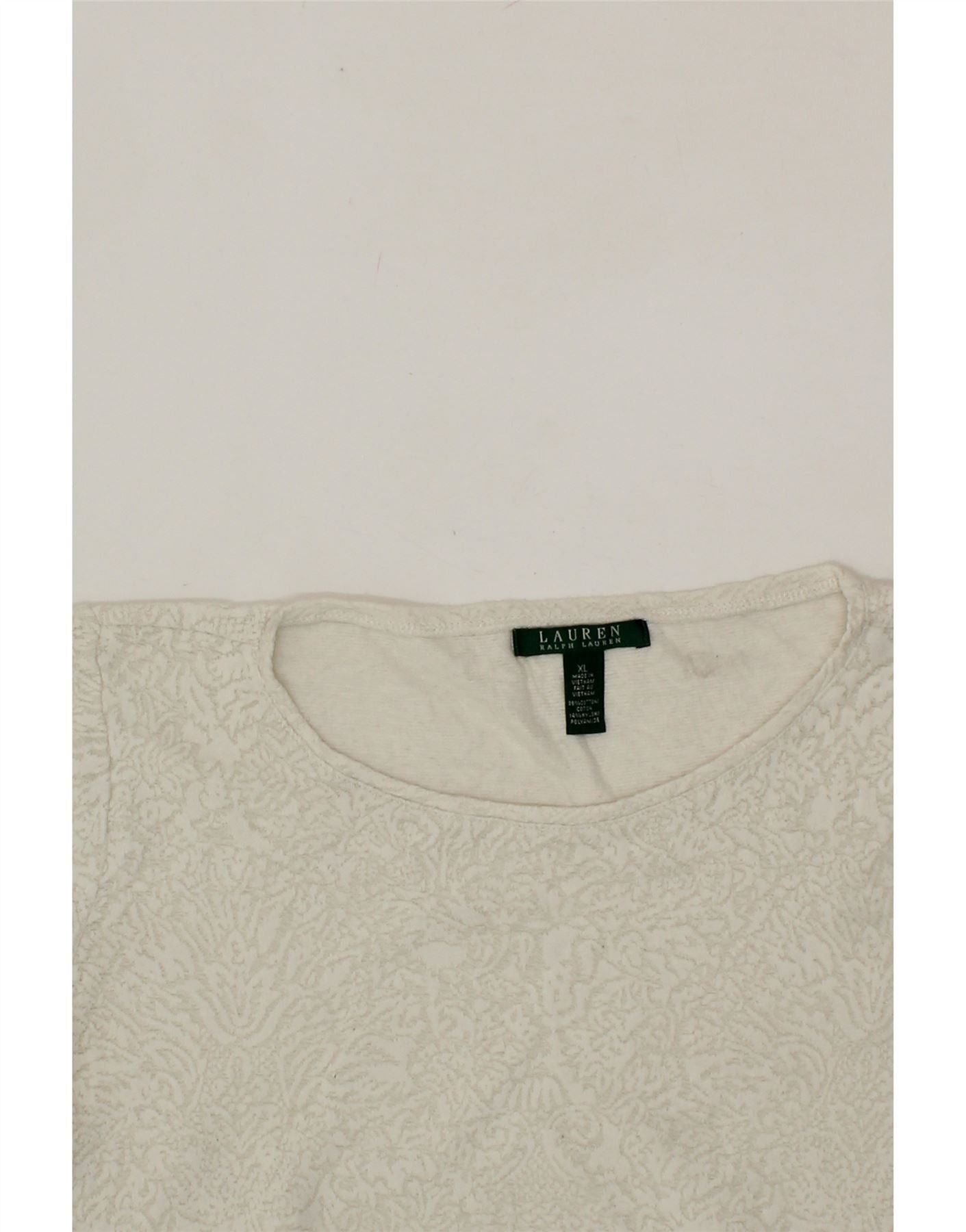 Ralph Lauren Womens T-Shirt Top UK 18 XL White Floral Cotton Size XL / US 12-14 / IT 48-50 - 3 Thumbnail