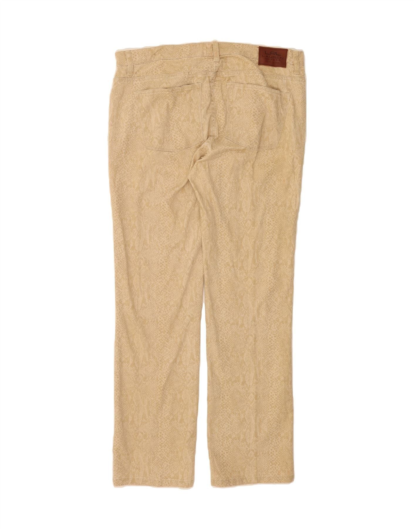 Ralph Lauren Womens Casual Trousers US 14 XL W38 L32 Beige Animal Print Size 32" / US 10 / IT 46 - 2 Thumbnail