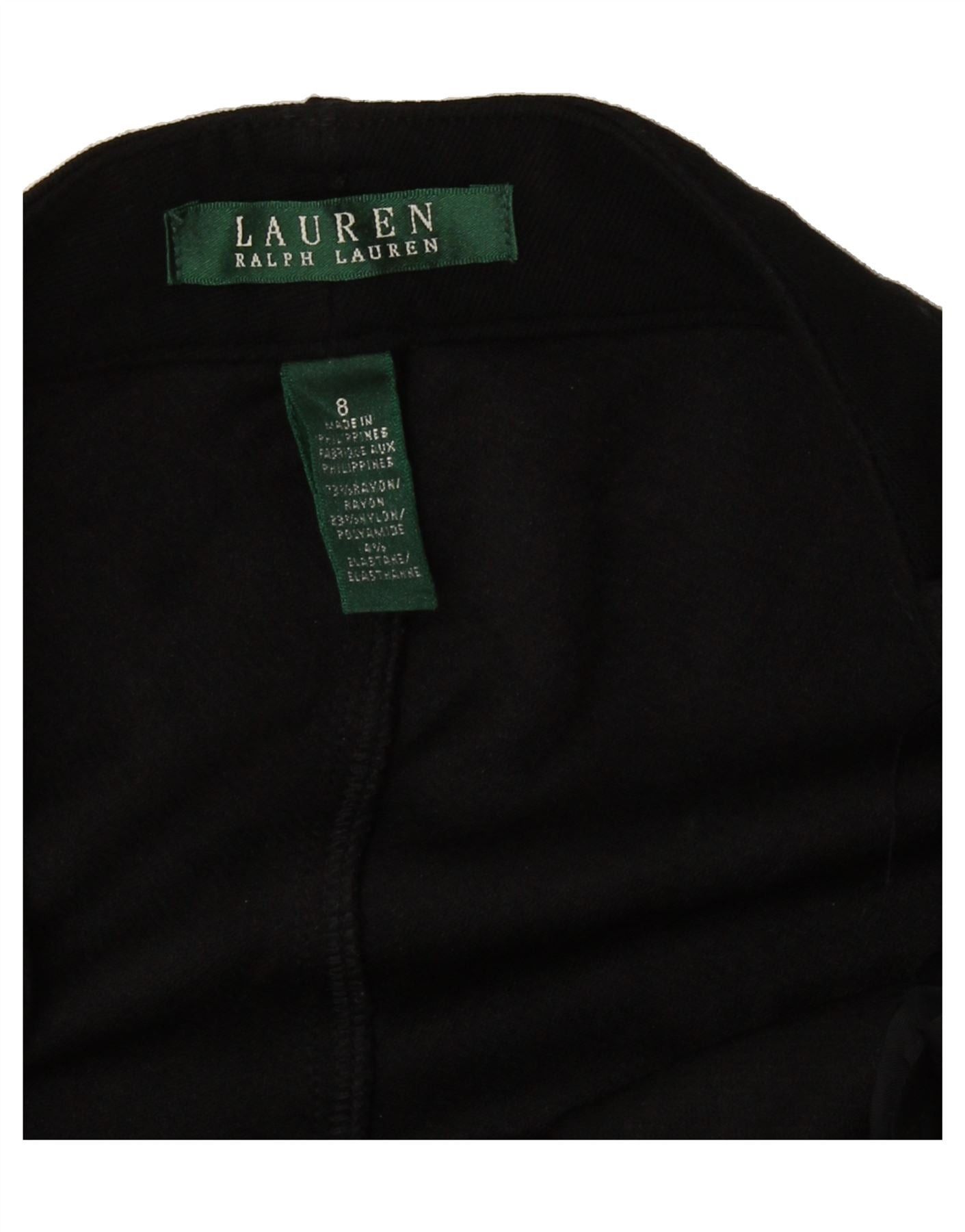 Ralph Lauren Womens Slim Casual Trousers US 8 Medium W34 L37 Black Rayon Size 27" / US 4 / IT 40 - 3 Thumbnail