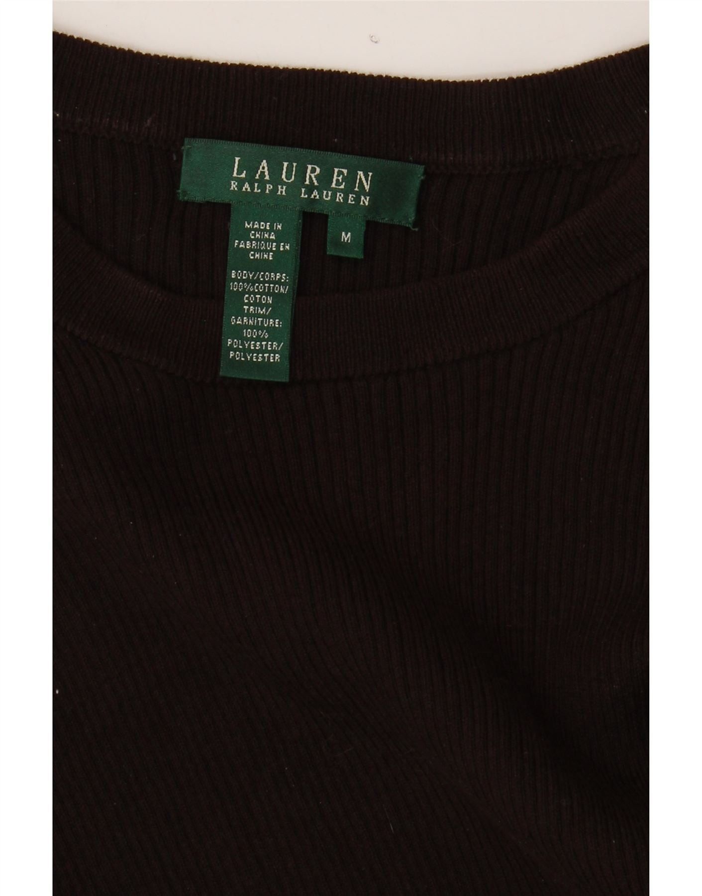 Ralph Lauren Womens Boat Neck Jumper Sweater UK 12 Medium Brown Cotton Size M / US 6-8 / IT 42-44 - 3 Thumbnail