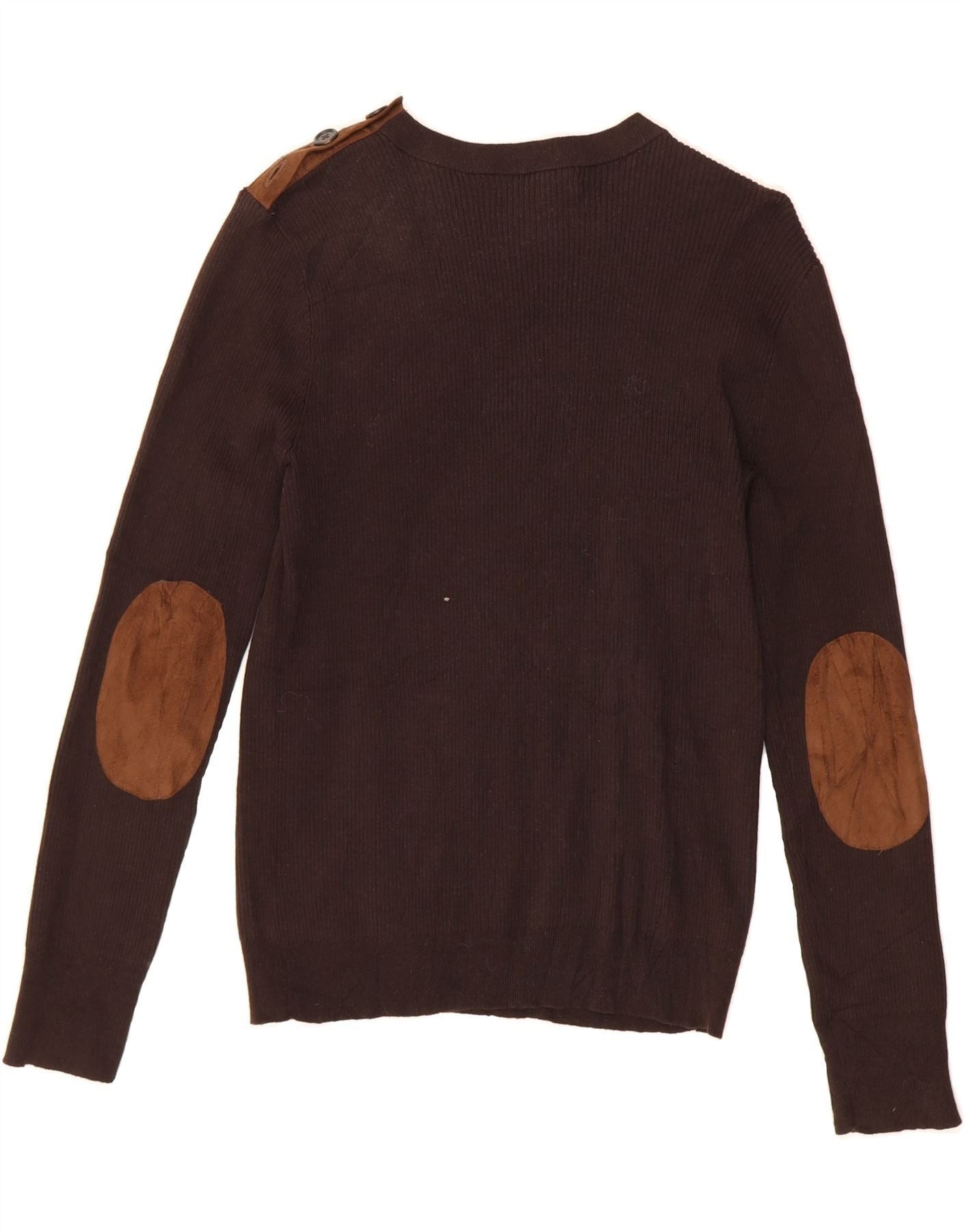 Ralph Lauren Womens Boat Neck Jumper Sweater UK 12 Medium Brown Cotton Size M / US 6-8 / IT 42-44 - 2 Thumbnail
