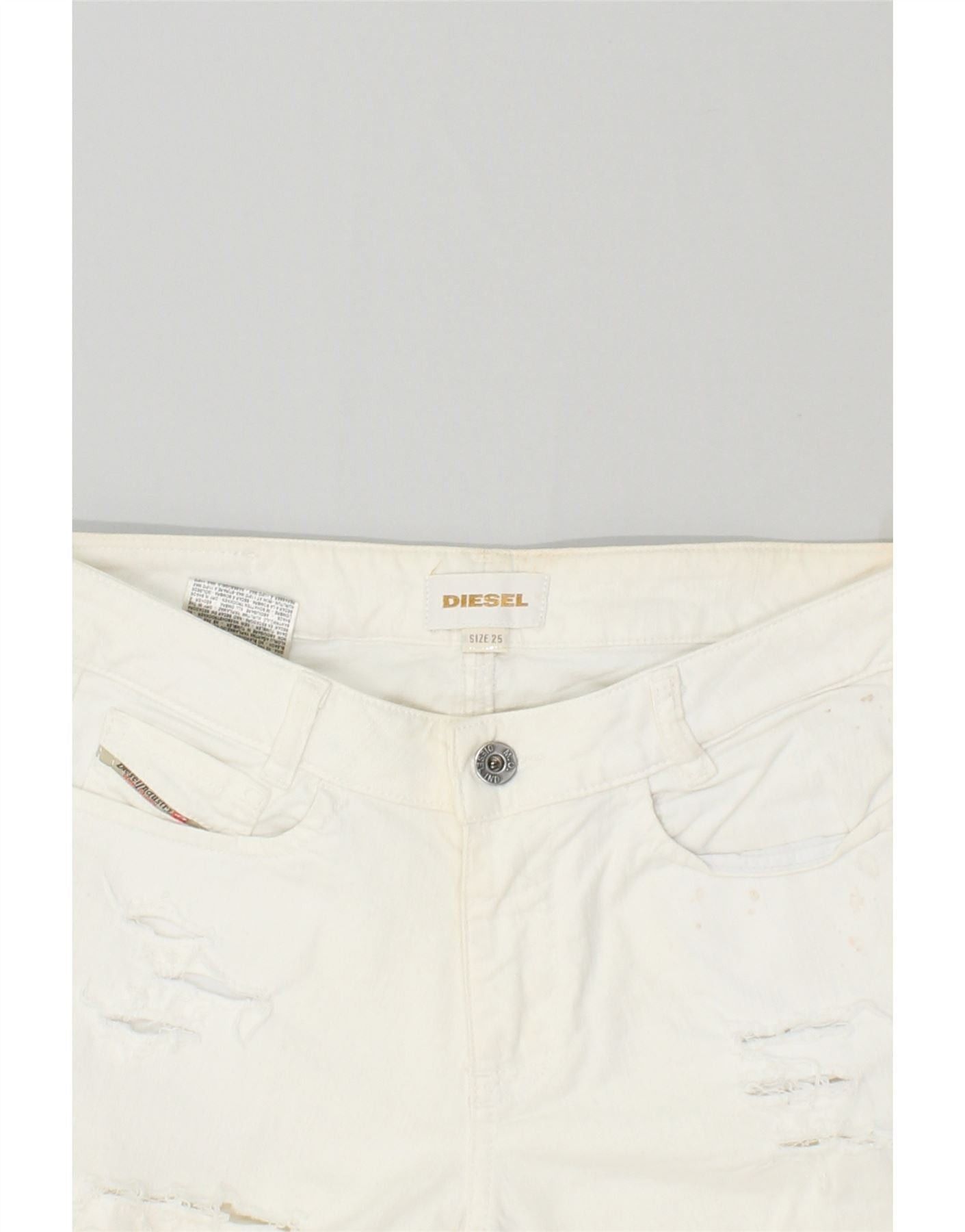 Diesel Womens Distressed Slim Jeans W25 L30 White Size 42" / US 20 - 4 Thumbnail