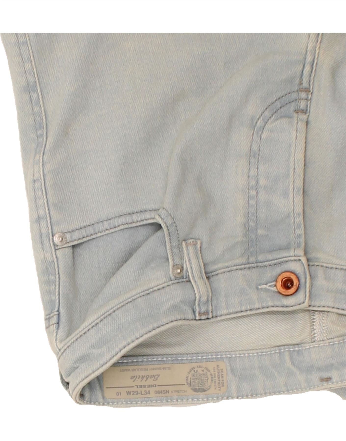 Diesel Womens Babhila Regular Slim Skinny Jeans W29 L30 Blue Cotton Size 42" / US 20 - 4 Thumbnail