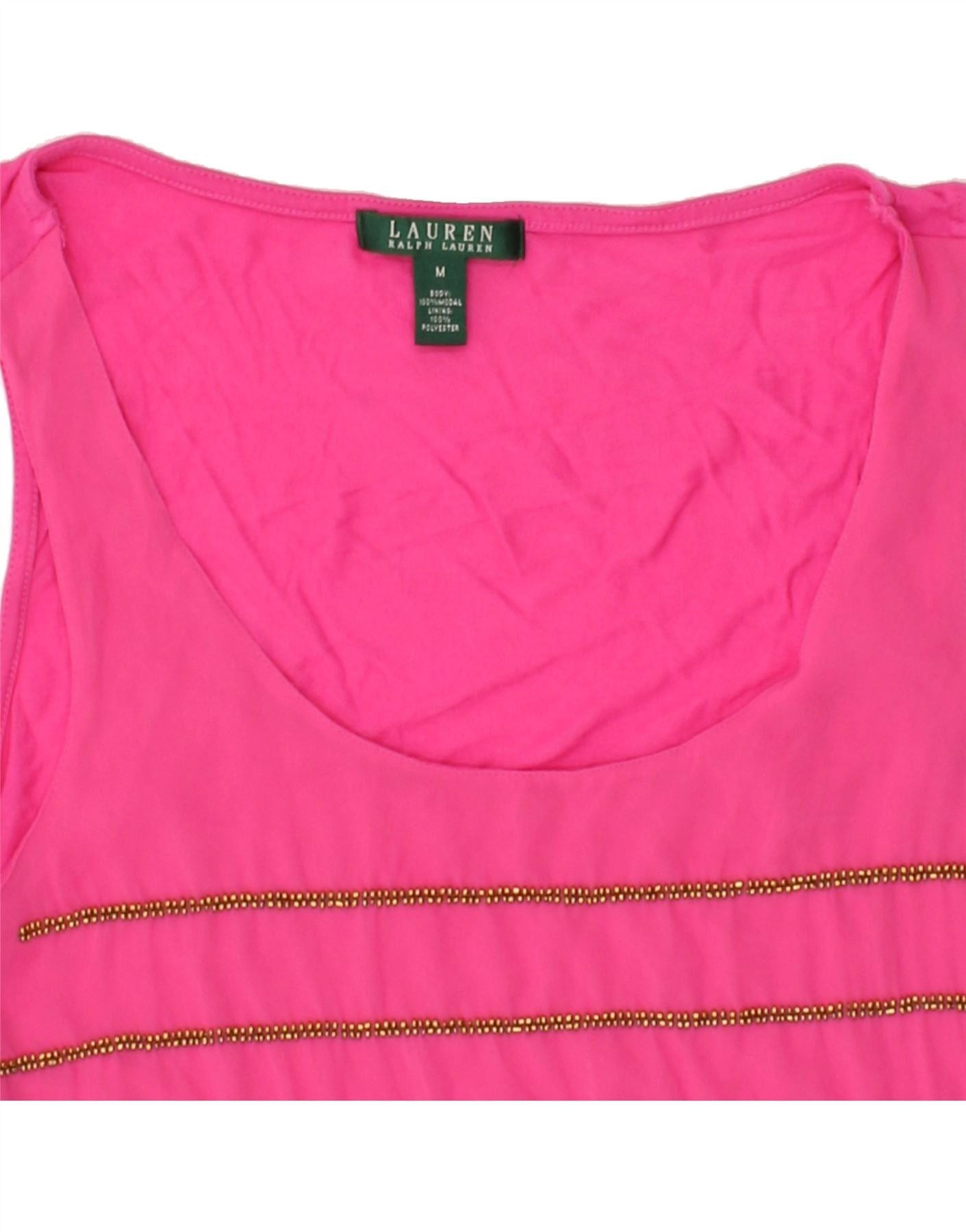 Ralph Lauren Womens Vest Top UK 14 Medium Pink Striped Modal Size M / US 6-8 / IT 42-44 - 3 Thumbnail