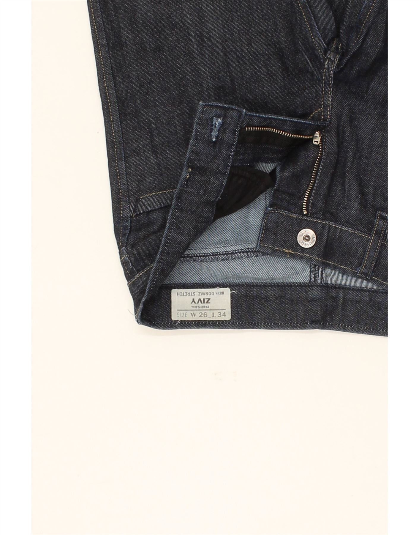 Diesel Womens Zivy Skinny Jeans W26 L29 Navy Blue Cotton Size 42" / US 20 - 4 Thumbnail